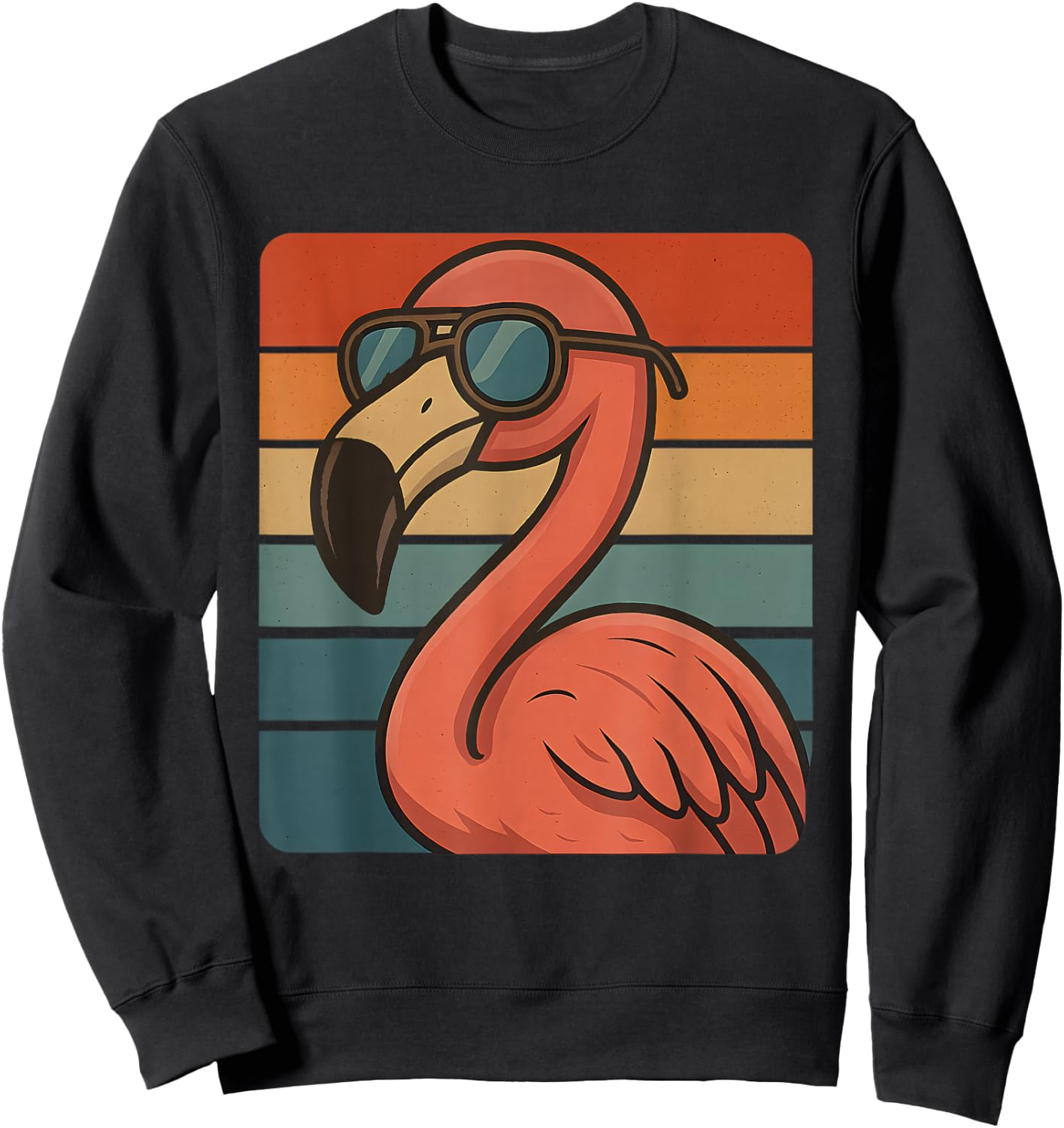 Cool Retro Flamingo Sunglasses 70s 80s 90s Funny Flamingo Sweatshirt - Sweatshirt | Black