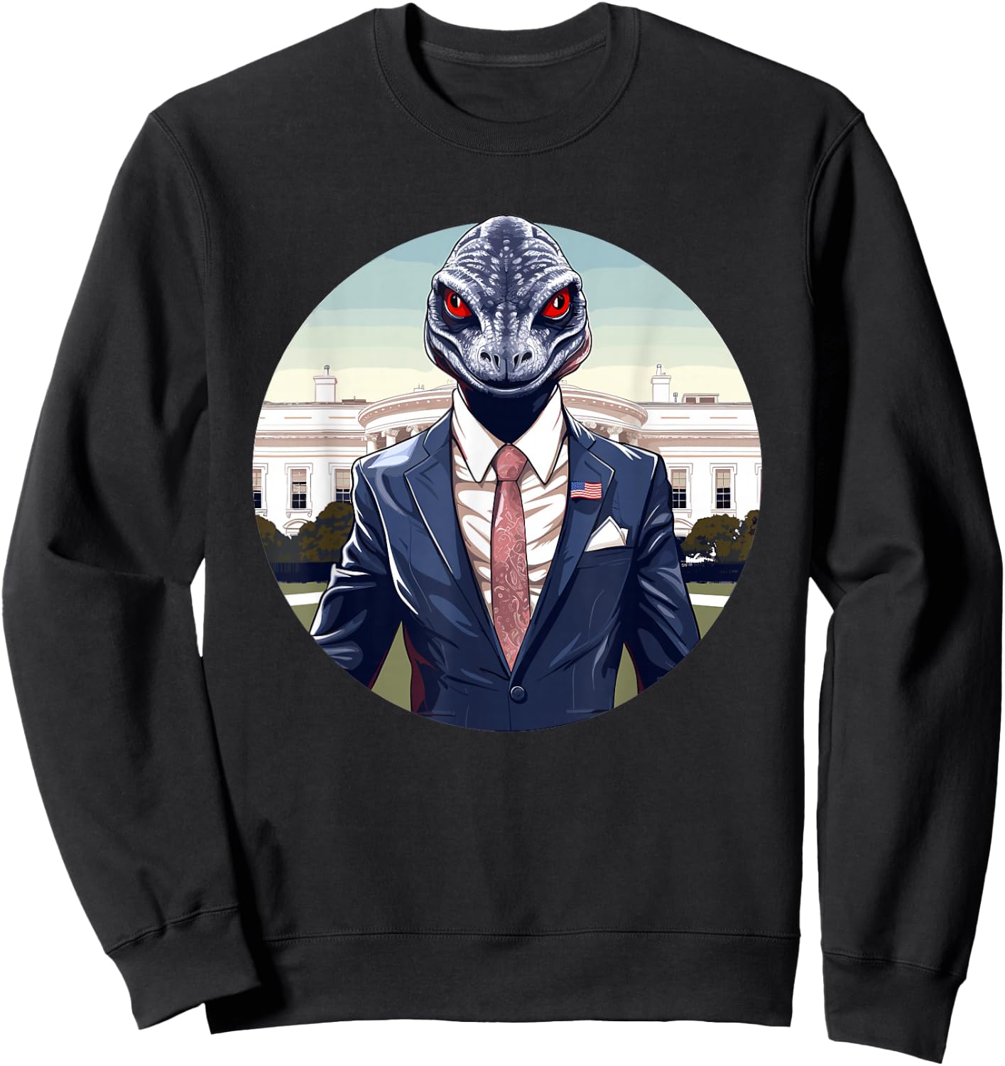 Reptilian Humanoid, Reptilian Agenda, Lizard People Sweatshirt - Sweatshirt | Black
