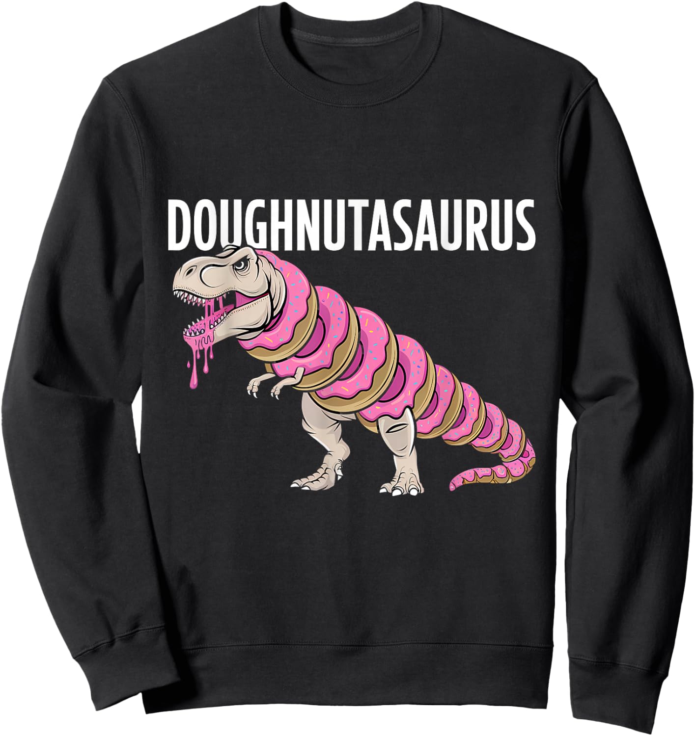 Doughnut Dino T-Rex Baking Donut Lover Sweatshirt - Sweatshirt | Black