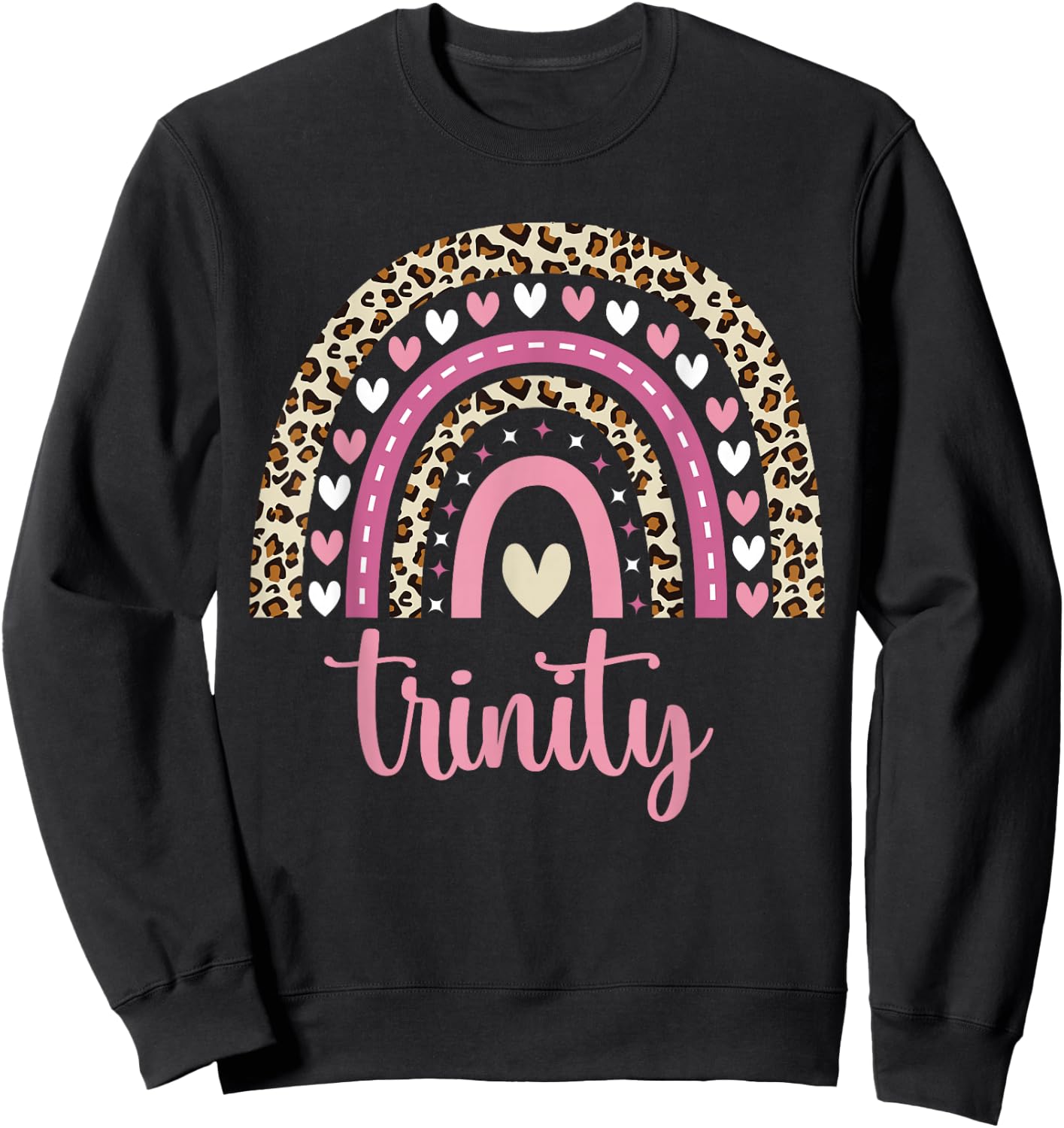 Trinity Rainbow Leopard Personalized Trinity Birthday Sweatshirt - Sweatshirt | Black