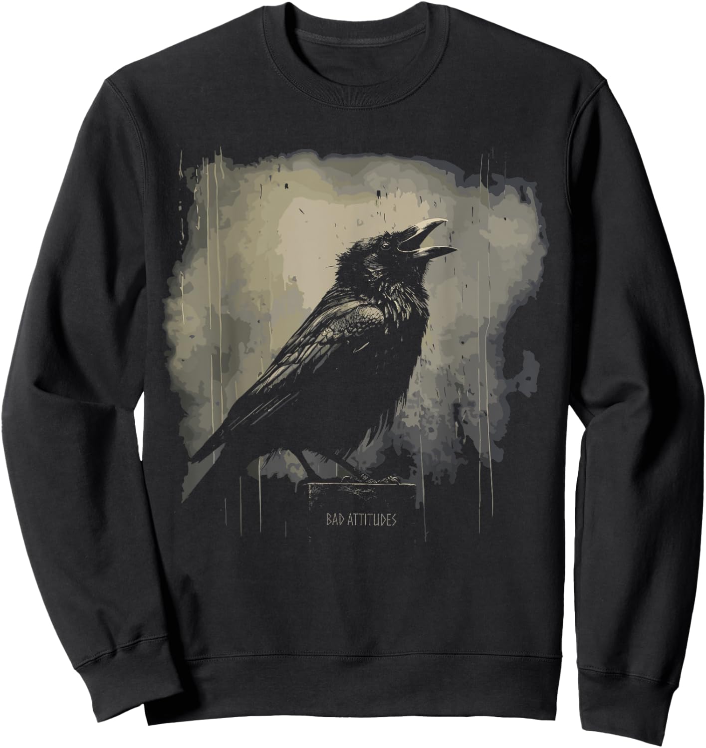 Bad Attitudes Gothic Rabe Krähe Goth Raven Dark Art Grunge Aesthetic für Damen und Herren - Schwarz, Kurzarm, , S Sweatshirt - Sweatshirt | Black