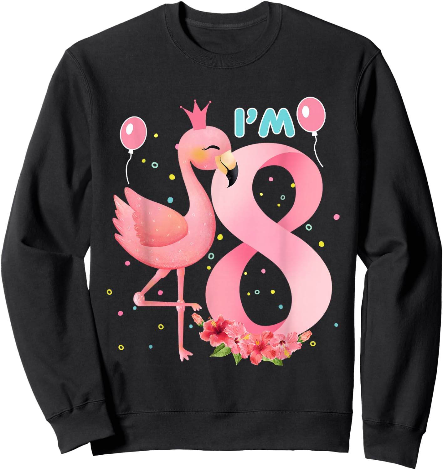 Flamingo 8th Birthday girl flamingo girls 8 year old Sweatshirt - Sweatshirt | Black