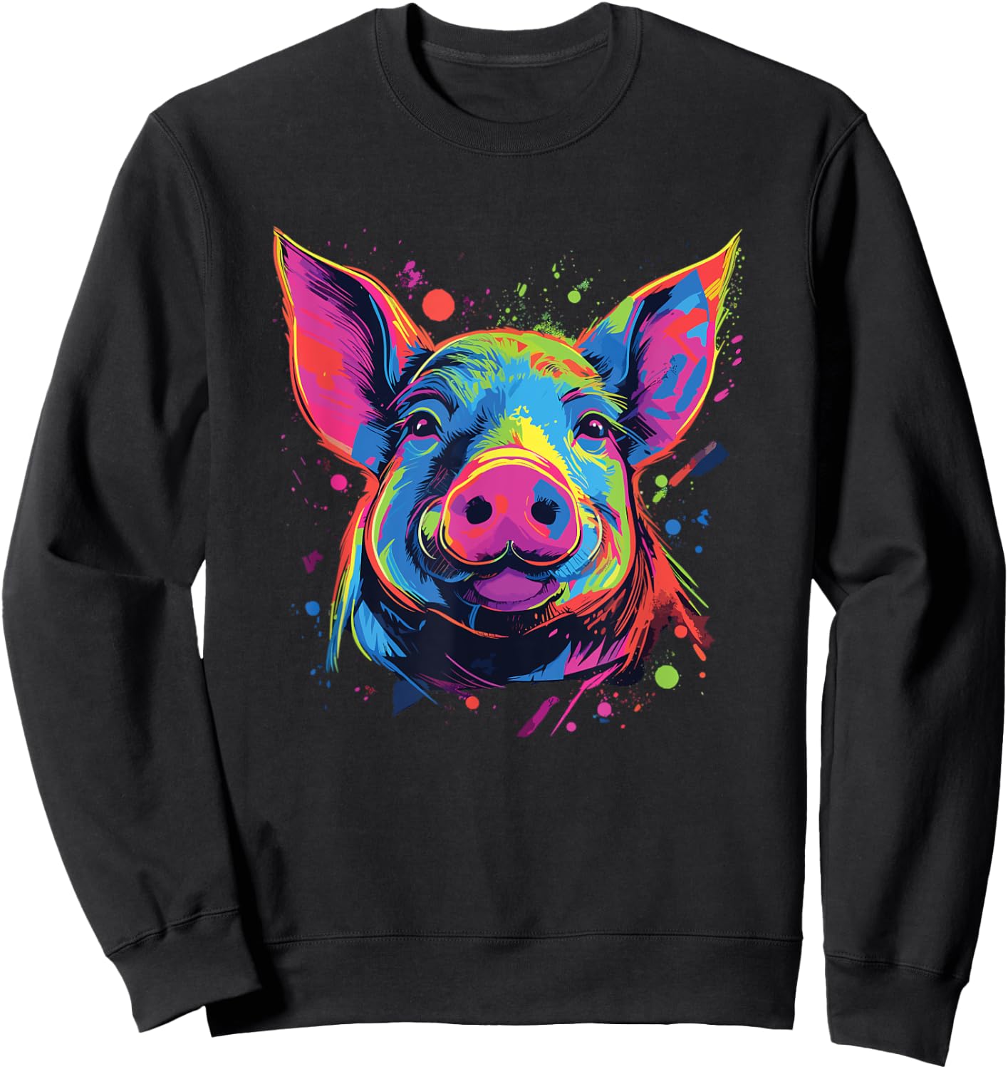 Watercolor Colorful Pig Sweatshirt - Sweatshirt | Black