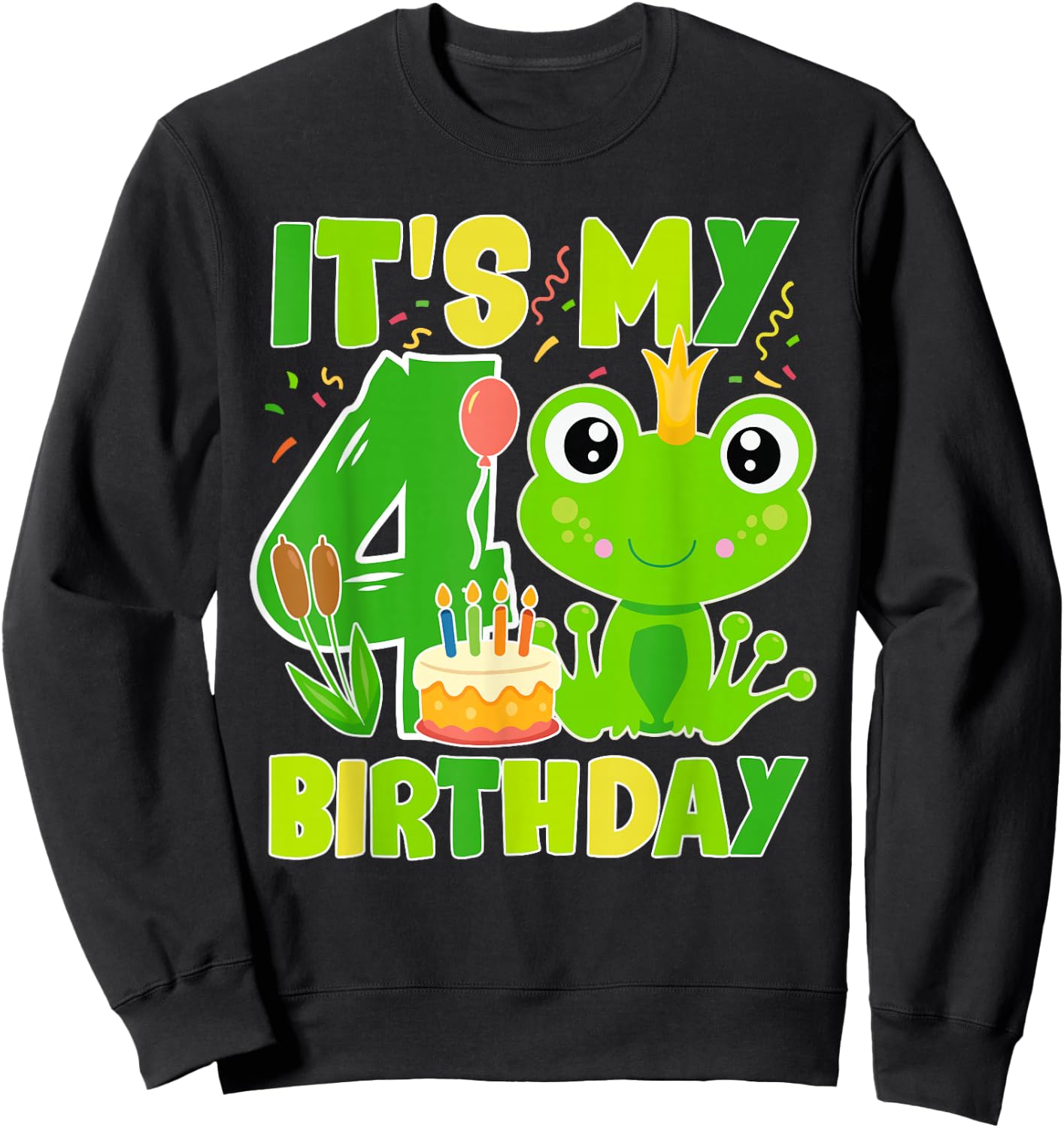 It’s My 4th Birthday Frog Sweatshirt - Sweatshirt | Black