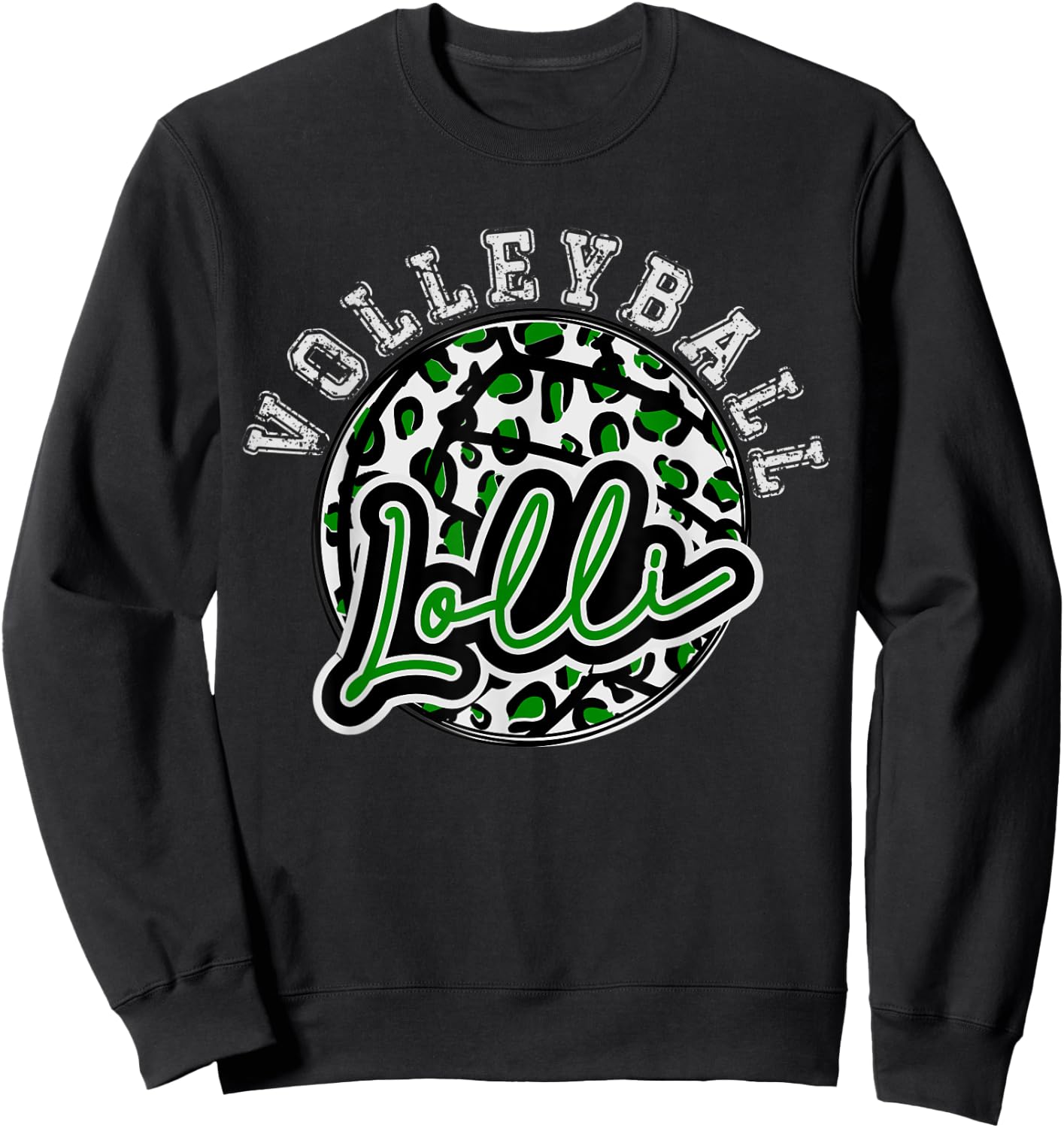 Leopard Cheetah Volleyball Green Lolli Shirt Trendy Sweatshirt - Sweatshirt | Black