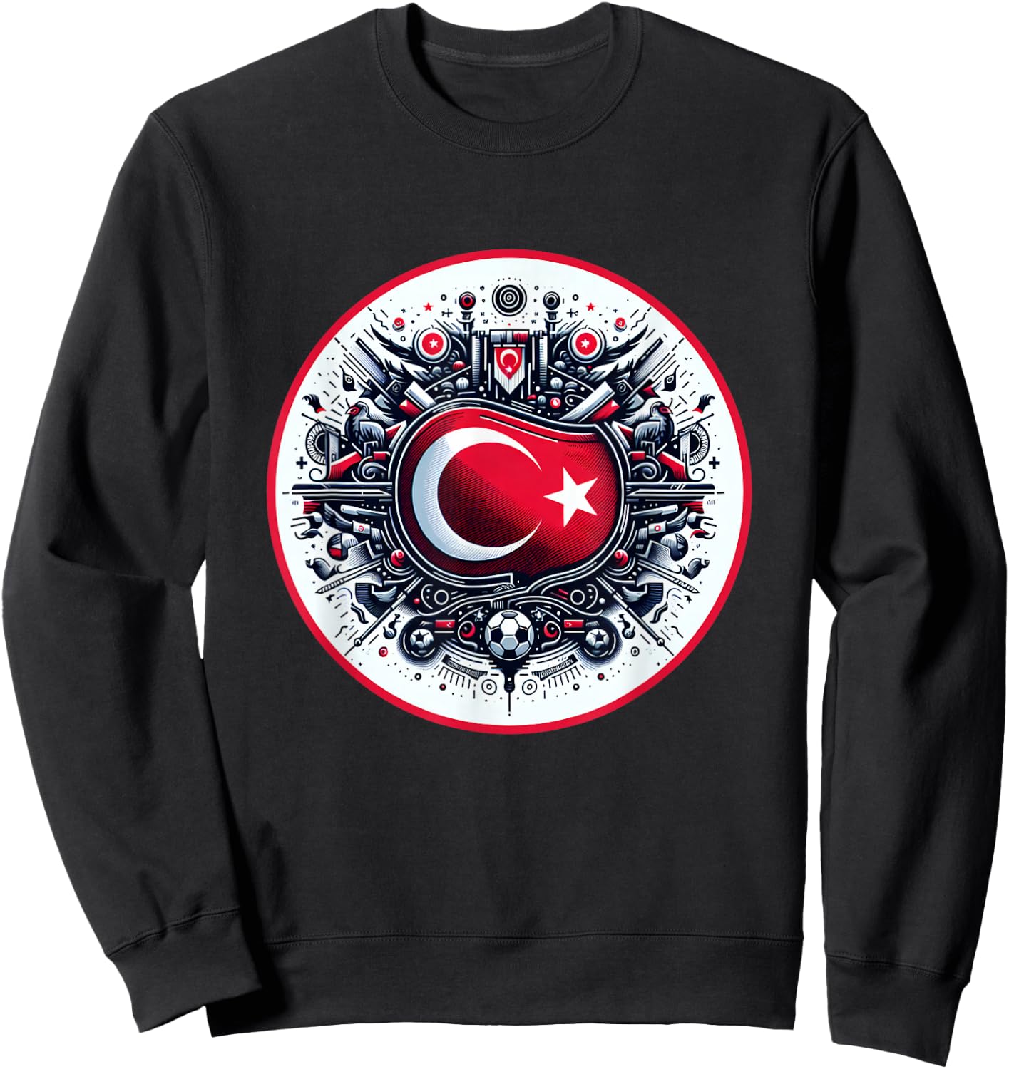 Banner Turkish Flag Turkey Türkiye Retro Art , Black, S Sweatshirt - Sweatshirt | Black