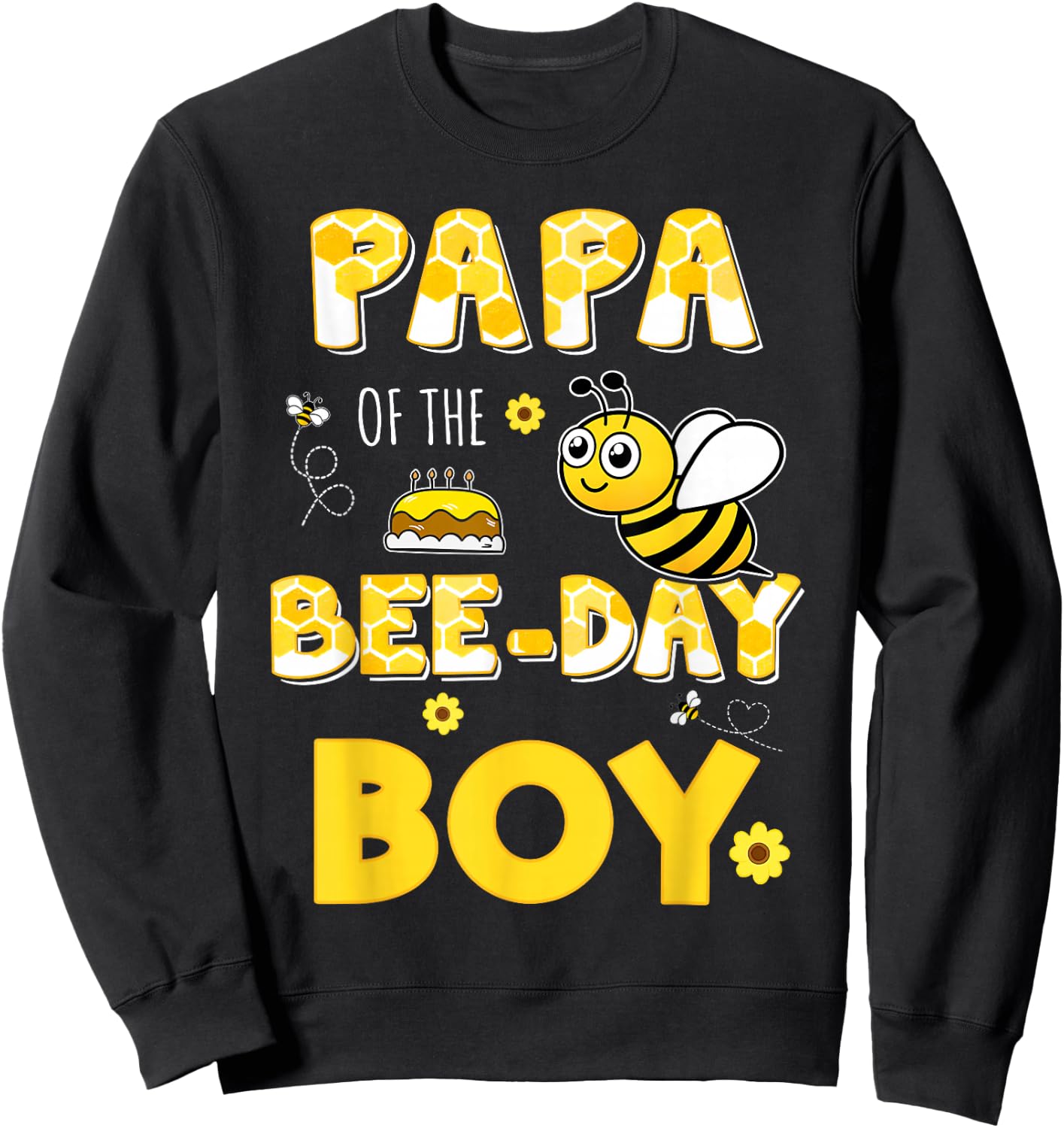 Papa Of The Bee-Day Boy Hive Party Matching Birthday Grandpa Sweatshirt - Sweatshirt | Black