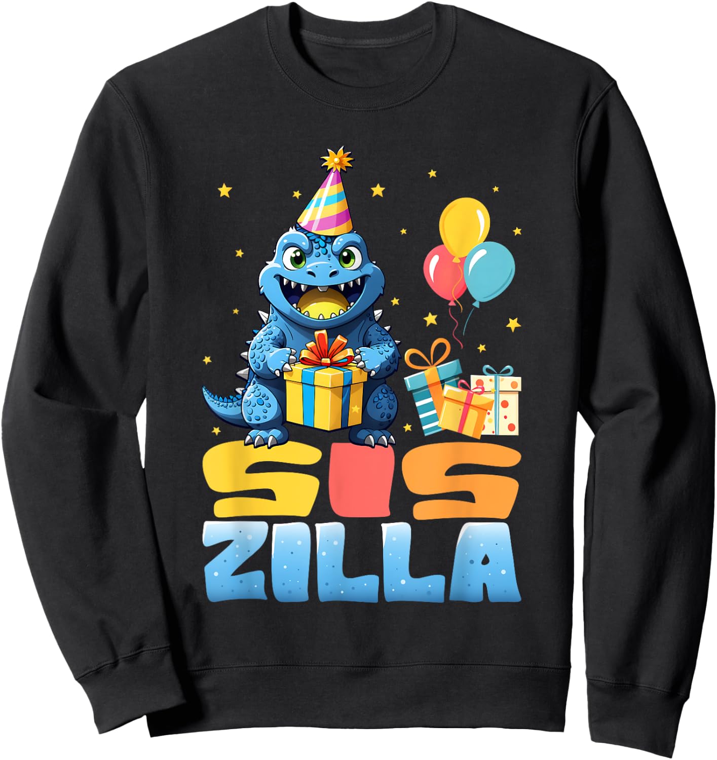 Siszilla Funny Monster Kaiju Family Matching Birthday Girls Sweatshirt - Sweatshirt | Black