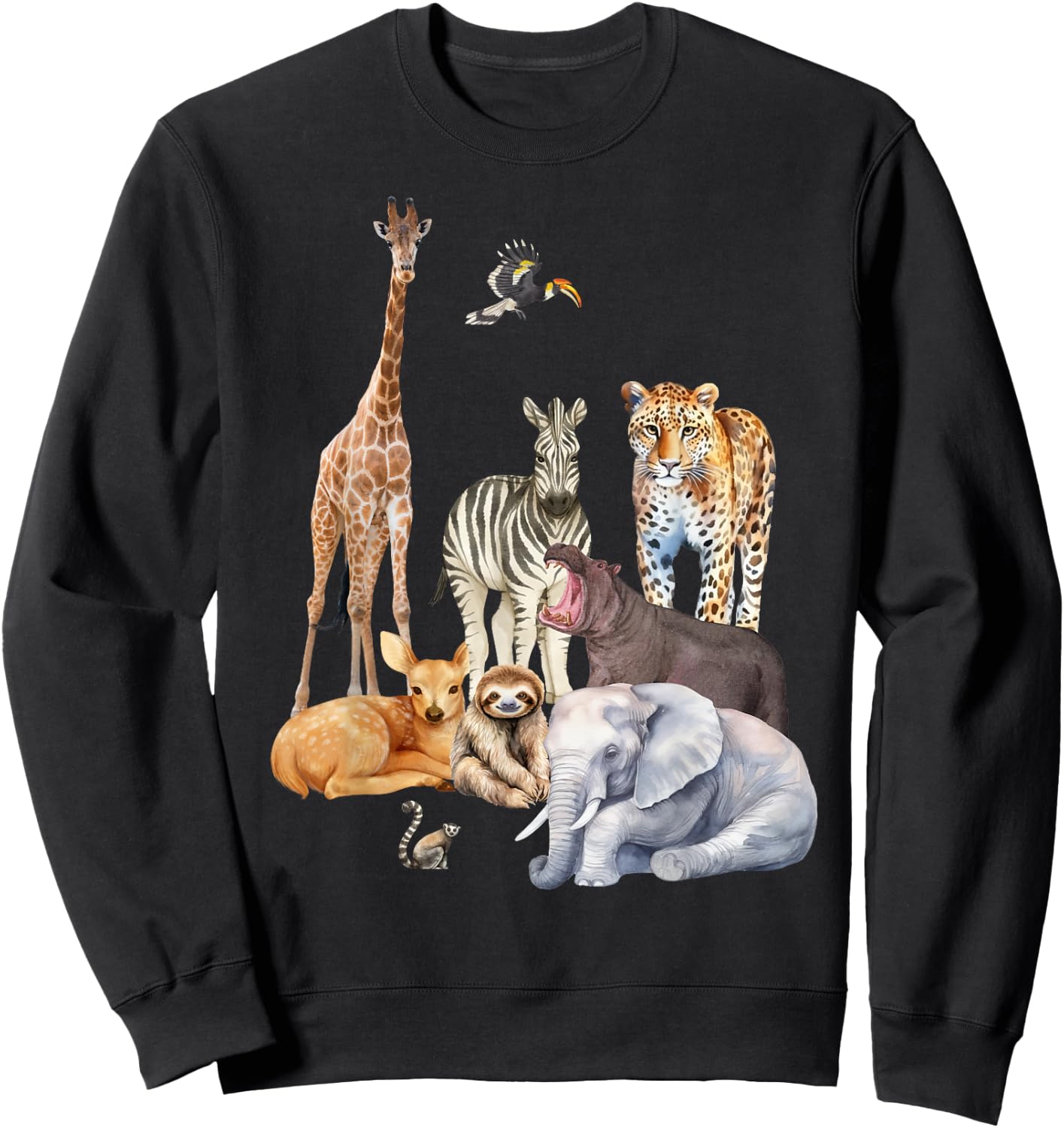 Wildlife Safari Party Animal Design Sweatshirt - Sweatshirt | Black