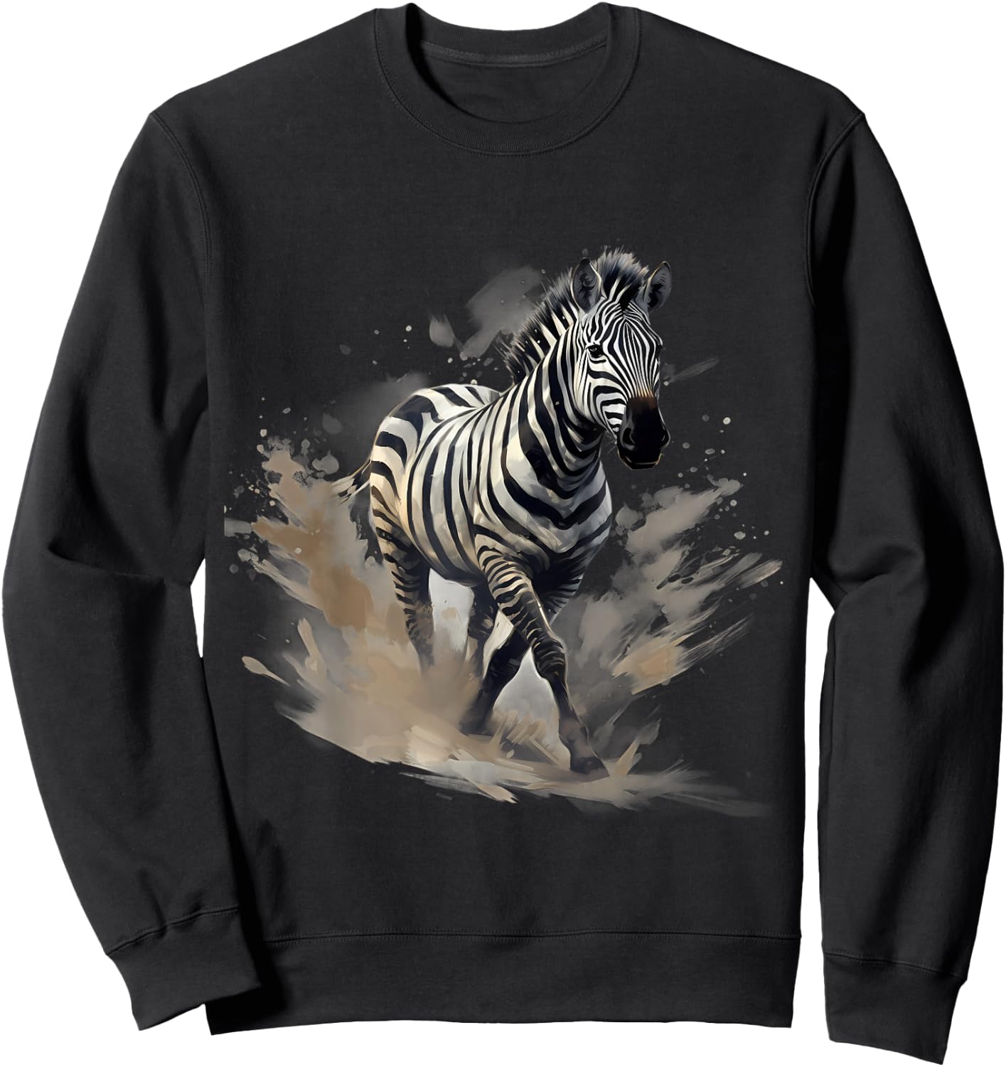 Zebra Drawing Splash Wildlife Safari African Animal Lovers Sweatshirt - Sweatshirt | Black