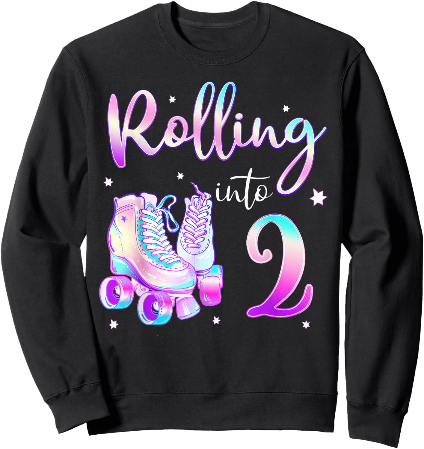 Kids 2 Years Old Birthday Girl Rolling Into 2nd Bday Theme Sweatshirt - Sweatshirt | Black