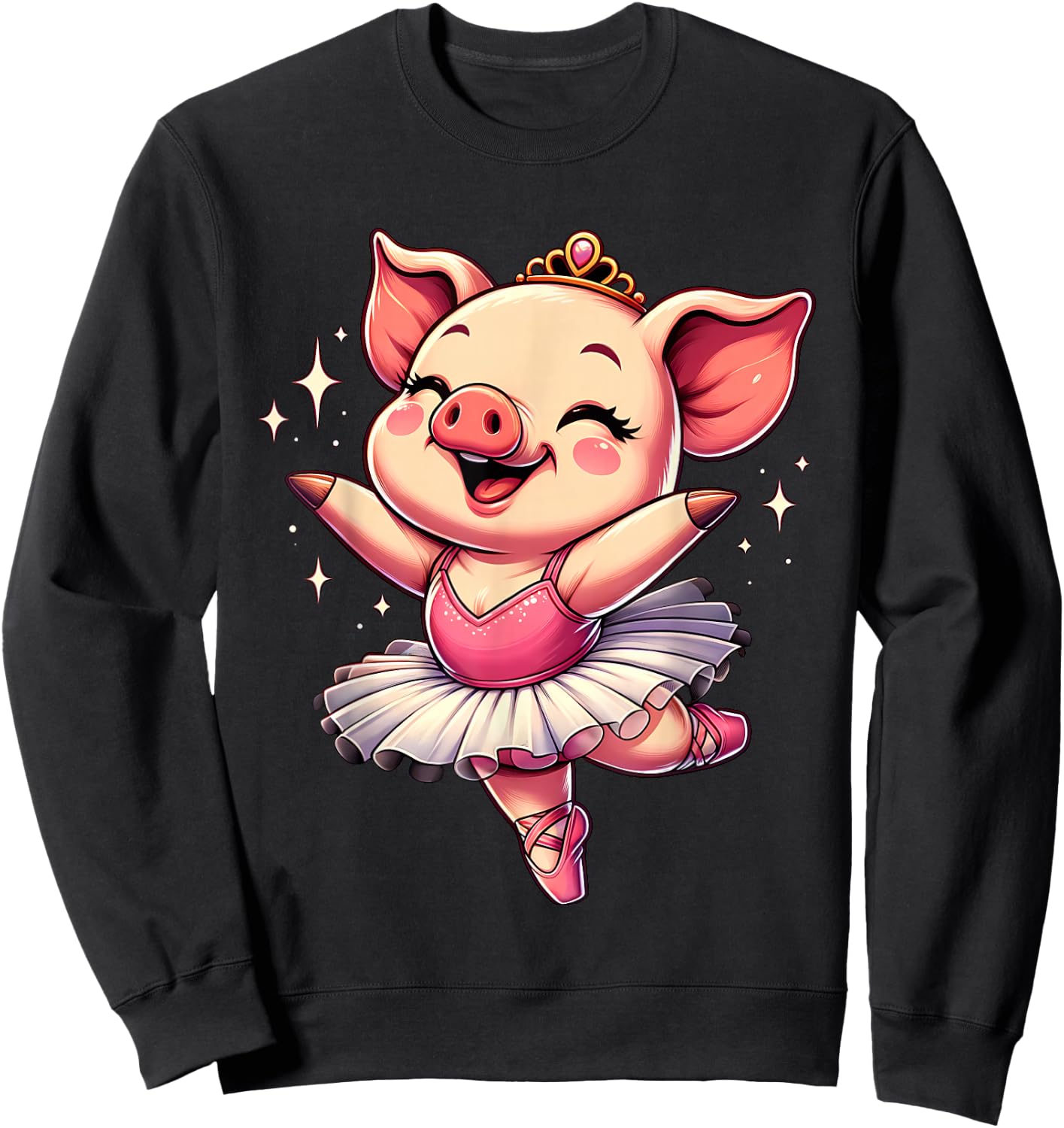 Ballerina Pig Dancing Sweatshirt - Sweatshirt | Black