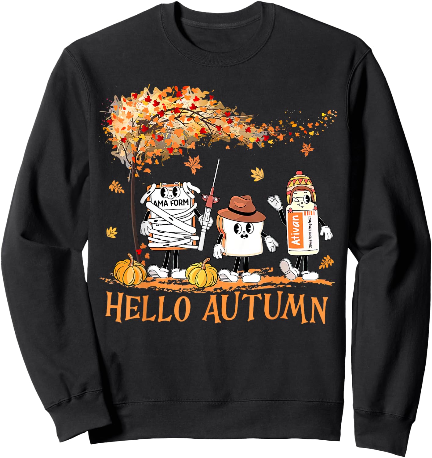 Hello Autumn Emergency Room ER Nurse Thanksgiving Fall Vibes Sweatshirt - Sweatshirt | Black
