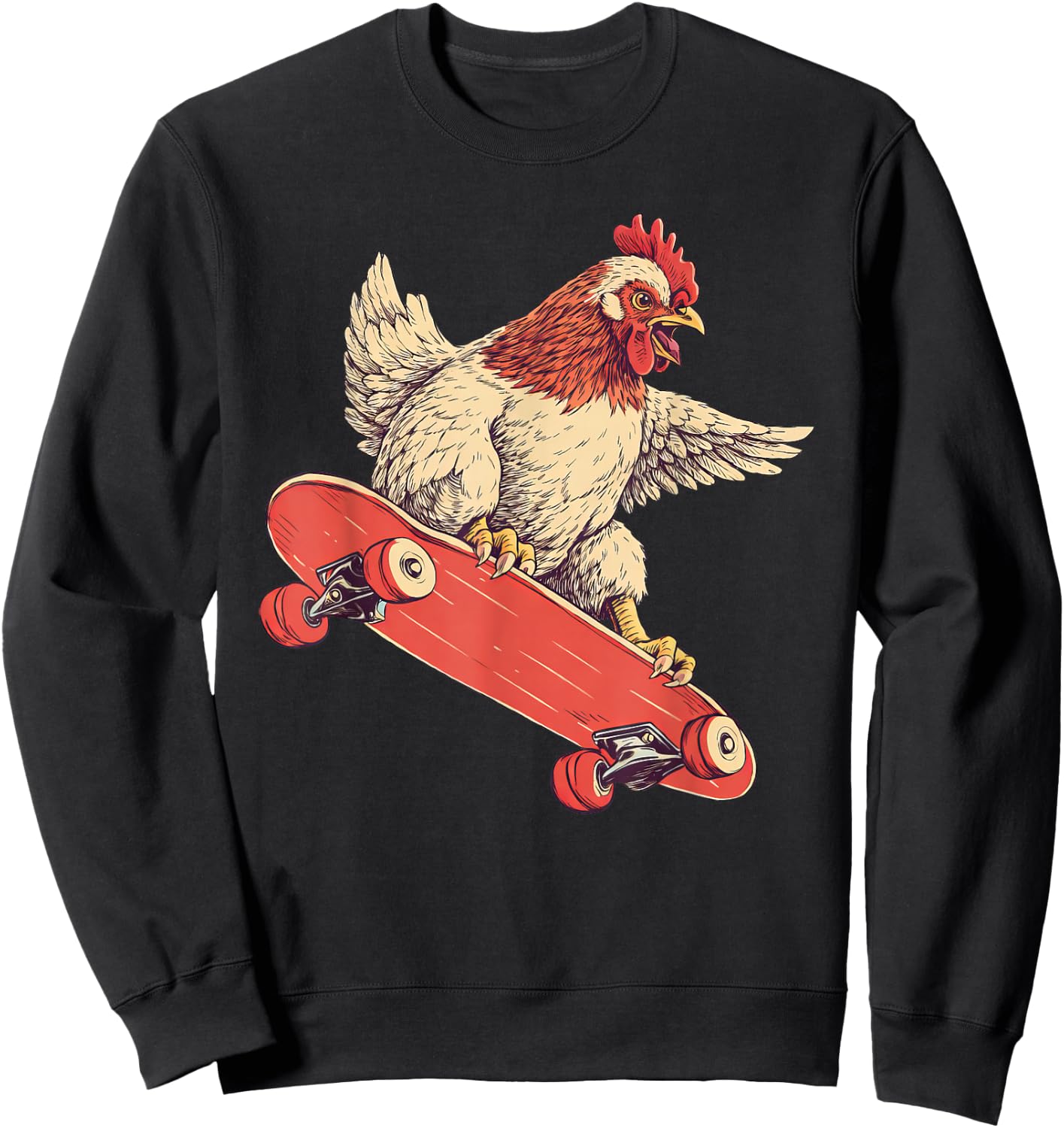 Funny Chicken On A Skateboard Skateboarding Sweatshirt - Sweatshirt | Black