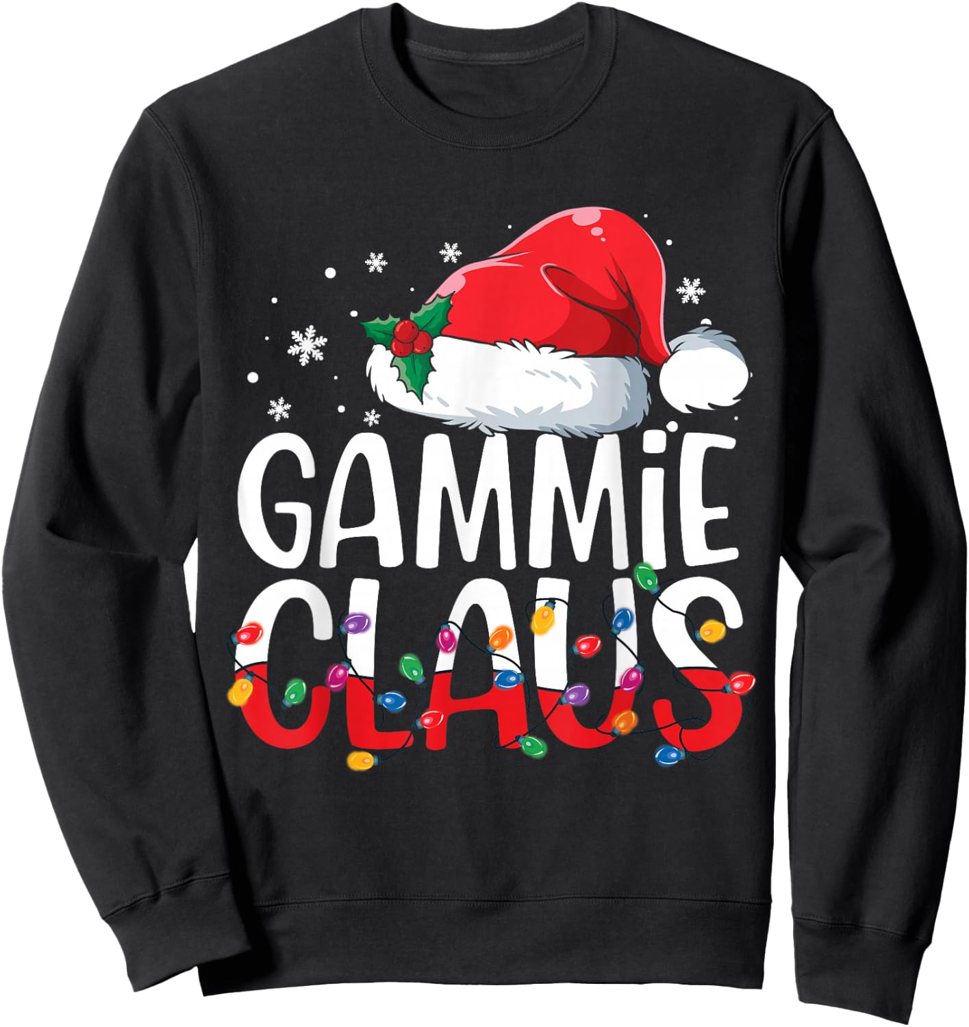 Gammie Claus Family Matching Christmas Pajamas Santa Hat Sweatshirt - Sweatshirt | Black