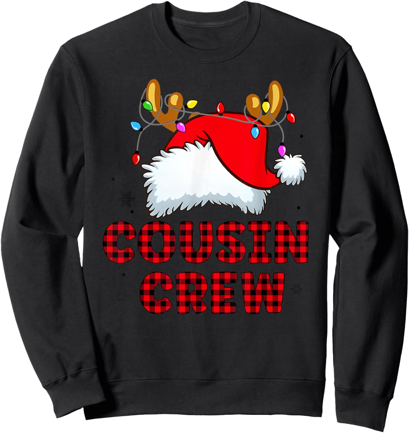 Cousin Crew Christmas 2025 Family Matching Santa Elf Xmas Sweatshirt - Sweatshirt | Black