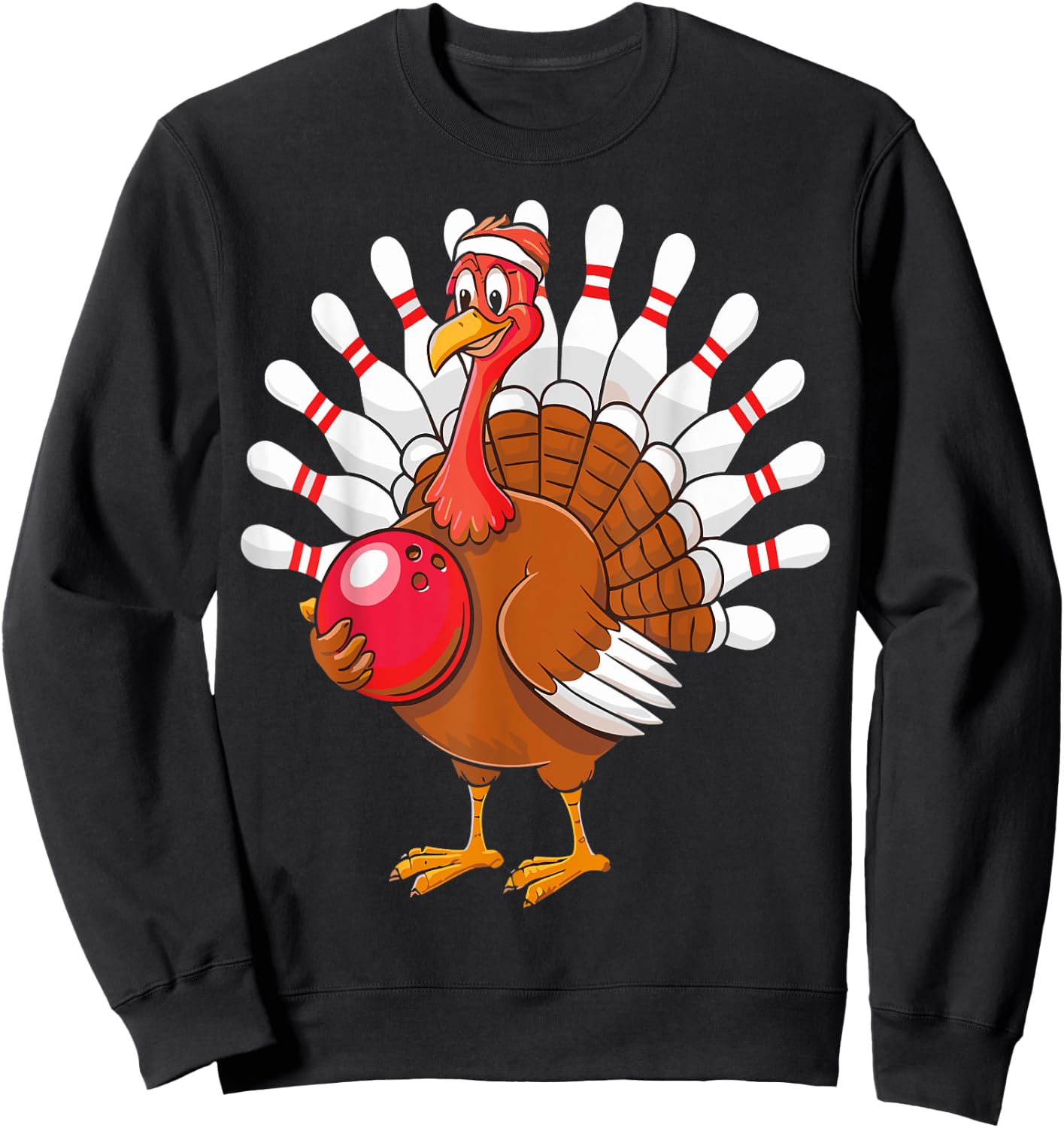 Thanksgiving Turkey Bowling Pin Matching Team Sweatshirt - Sweatshirt | Black
