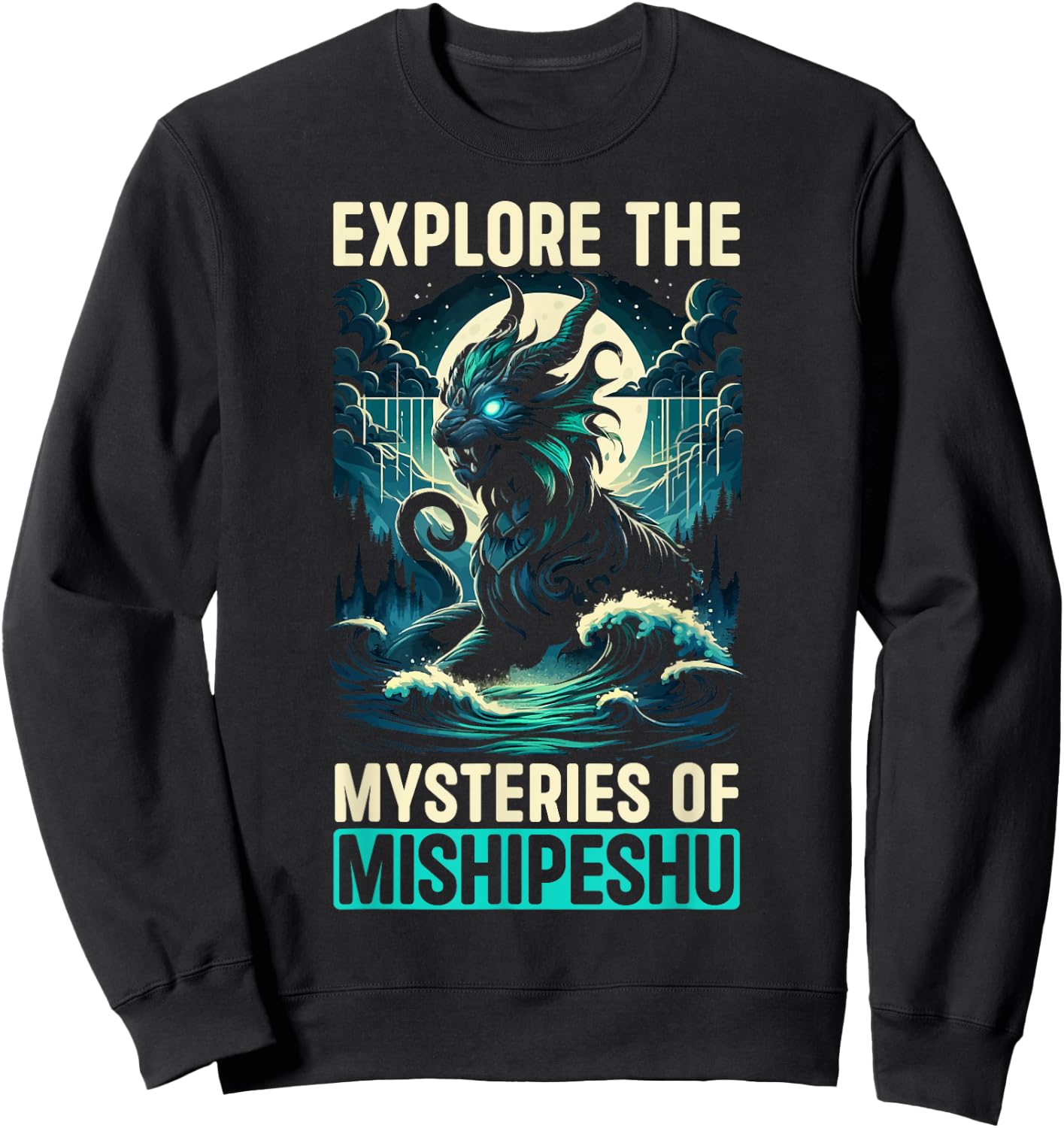 Mishipeshu Mythical Creature Cryptozoology Cryptid Sweatshirt - Sweatshirt | Black