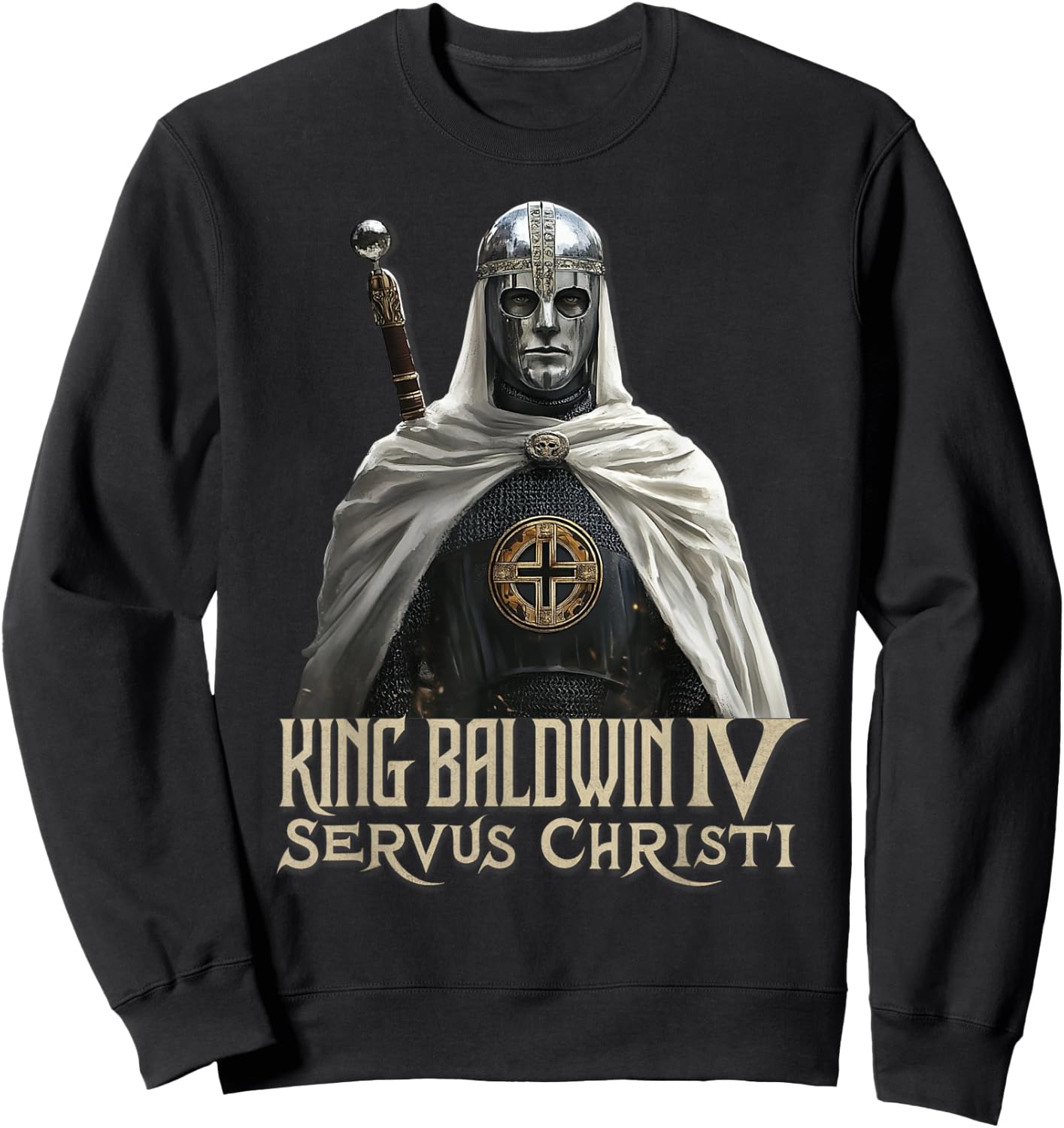 King Baldwin IV Jerusalem Cross Catholic Sweatshirt - Sweatshirt | Black