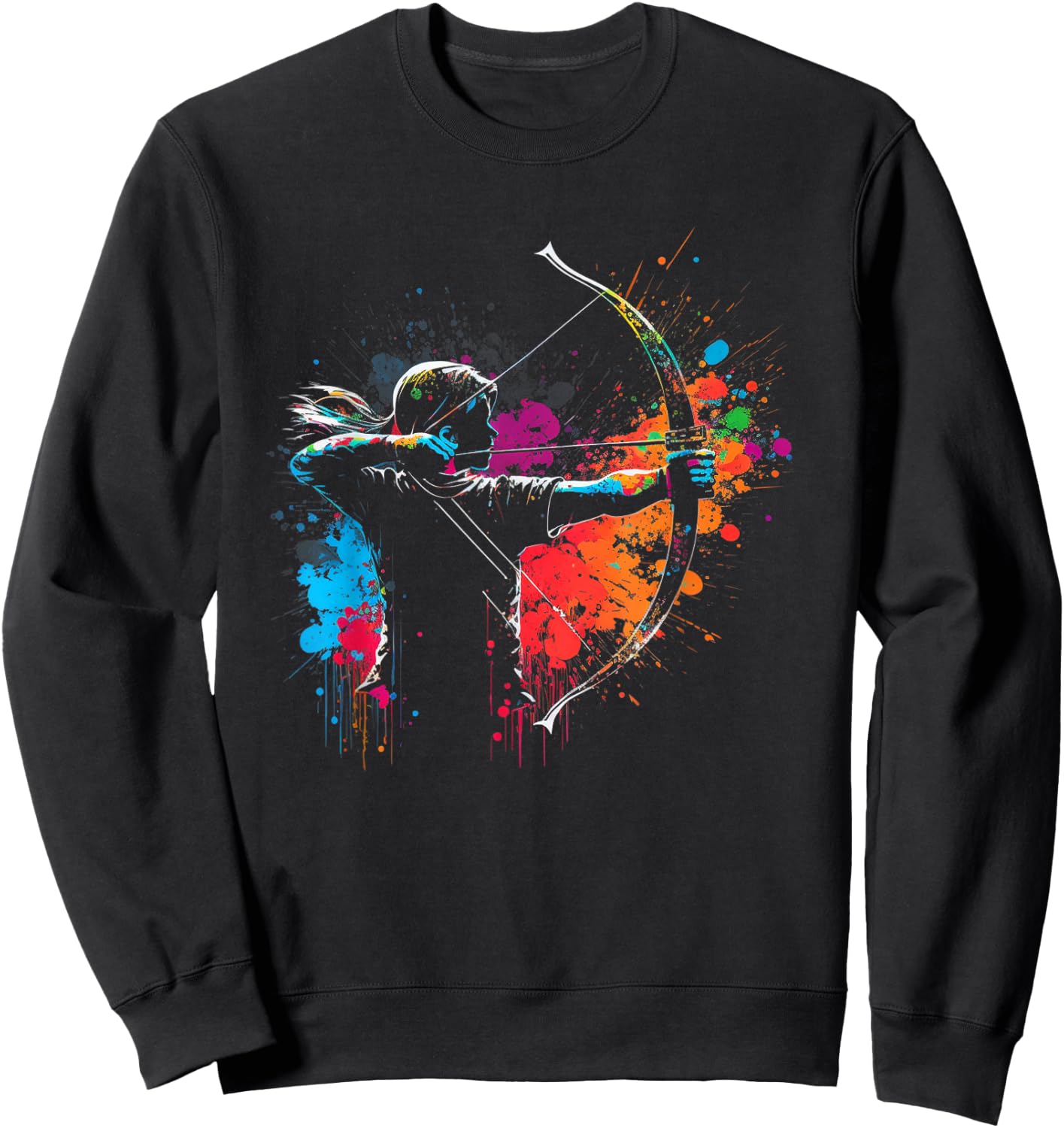 Archer Splash Art Archery Retro Arrow and Bow , black Sweatshirt - Sweatshirt | Black