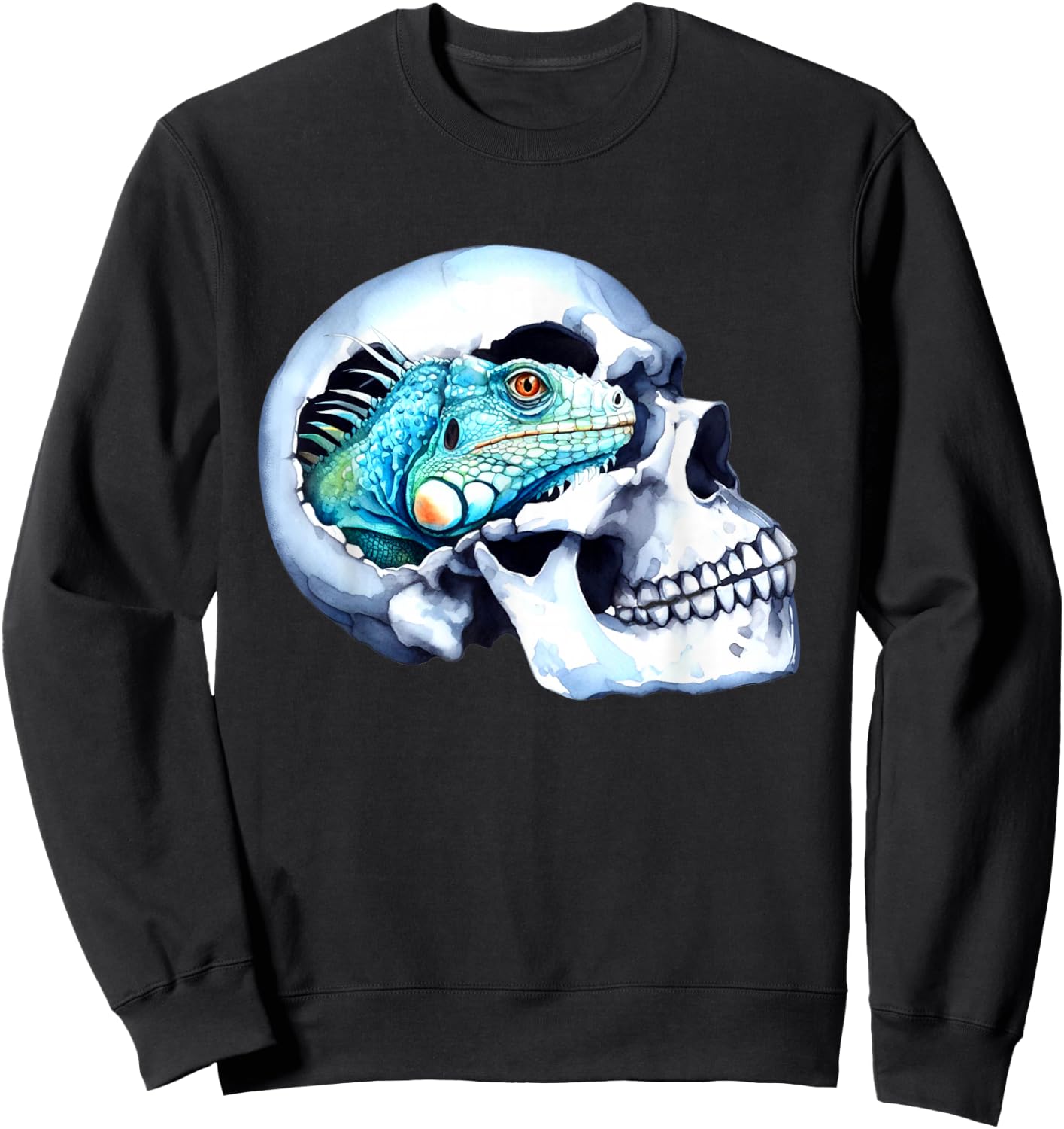 Iguana Skull Pet Lizard Reptile Skull Lovers Design Sweatshirt - Sweatshirt | Black