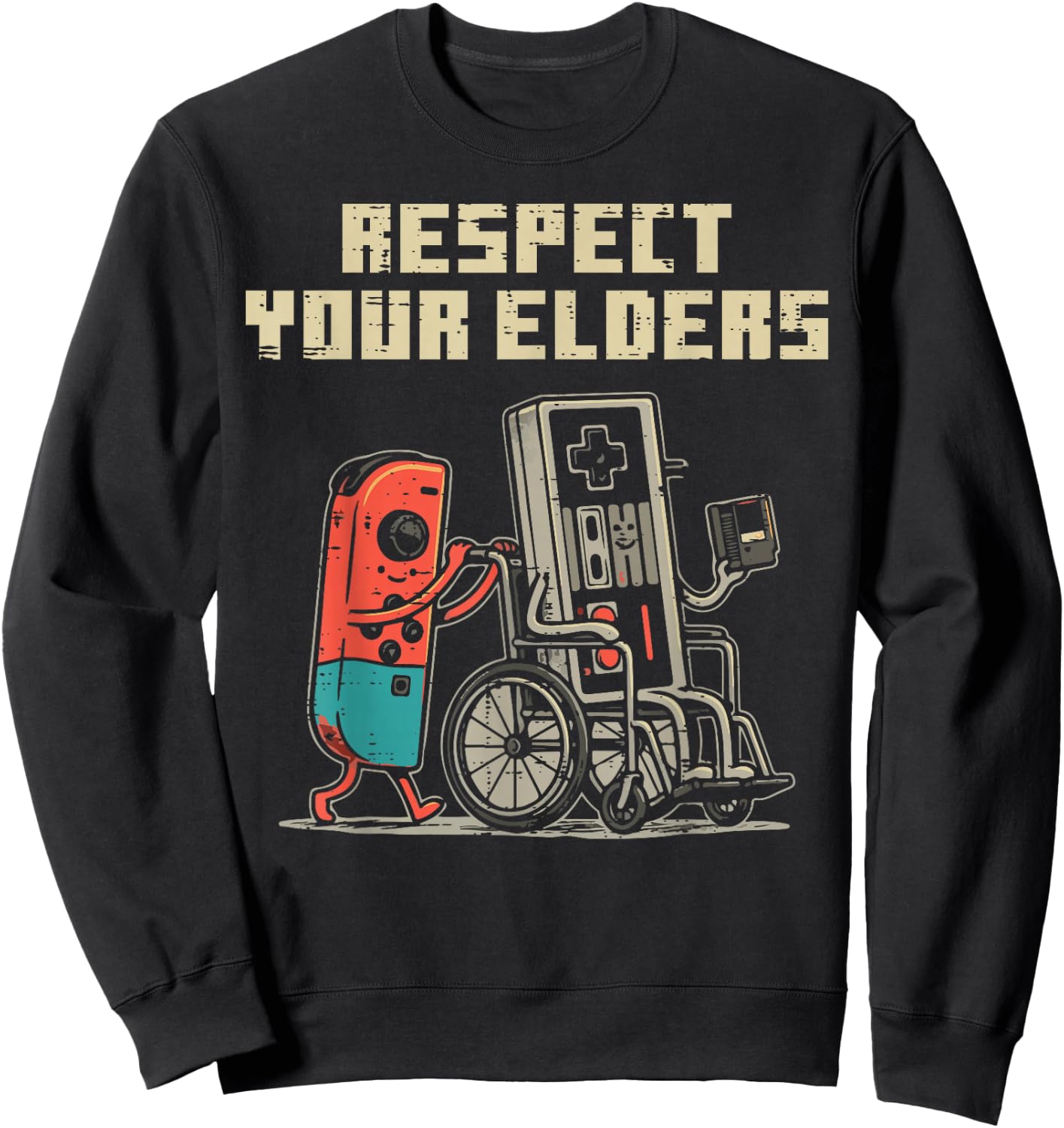 Gamer Controller Respect Your Elders Funny Men Boys Kids Sweatshirt - Sweatshirt | Black