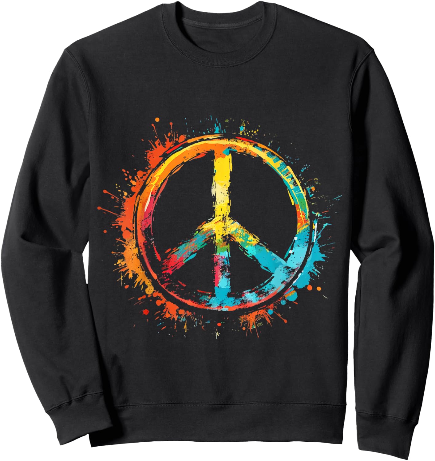 Peace Love Hippie Costume Peace Symbol 60s 70s , Black, S Sweatshirt - Sweatshirt | Black