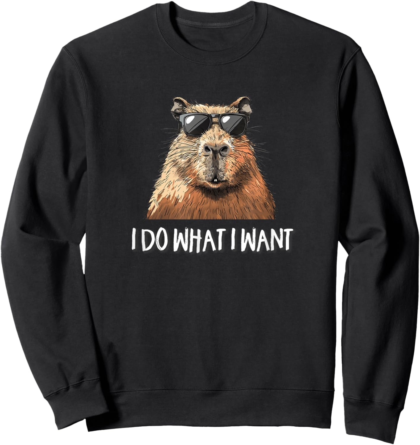 Meme Lover Sunglasses I Do What I Want Capybara Lover Sweatshirt - Sweatshirt | Black