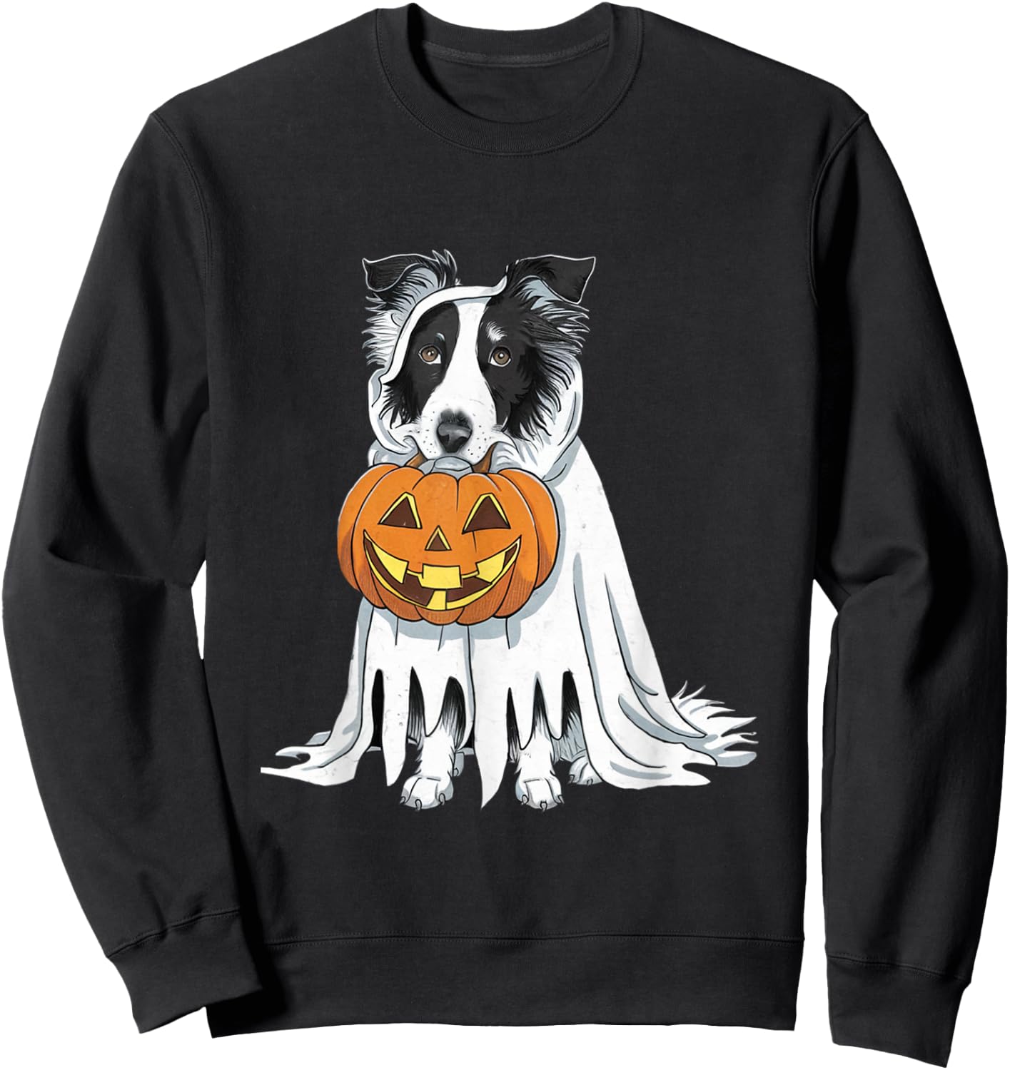 Border Collie Ghost Dog Halloween Sweatshirt - Sweatshirt | Black