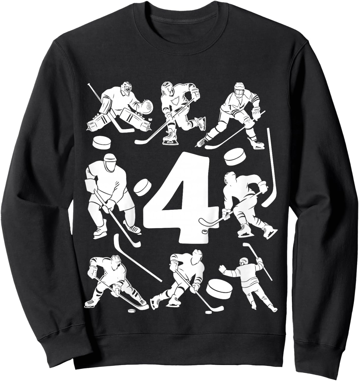 Number 4 Years Ice Hockey 4th Birthday Sweatshirt - Sweatshirt | Black