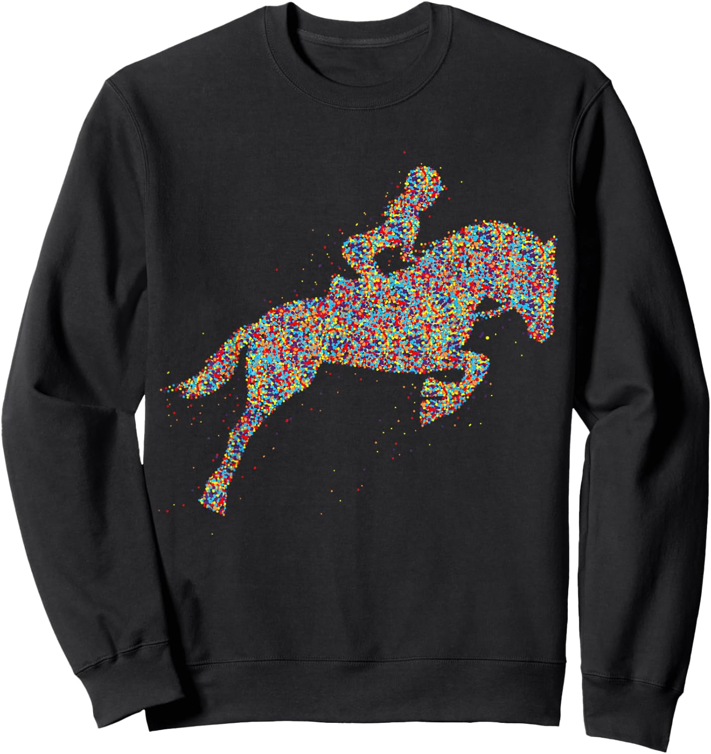 Süße Pferdesport & Pferdeliebhaber Geschenke Damen & Mädchen Frauen Reiterin Pferd Schwarz Klein Crew-Ausschnitt Kurzarm Pull-On Klassische Passform 100% Polyester Sweatshirt - Sweatshirt | Black