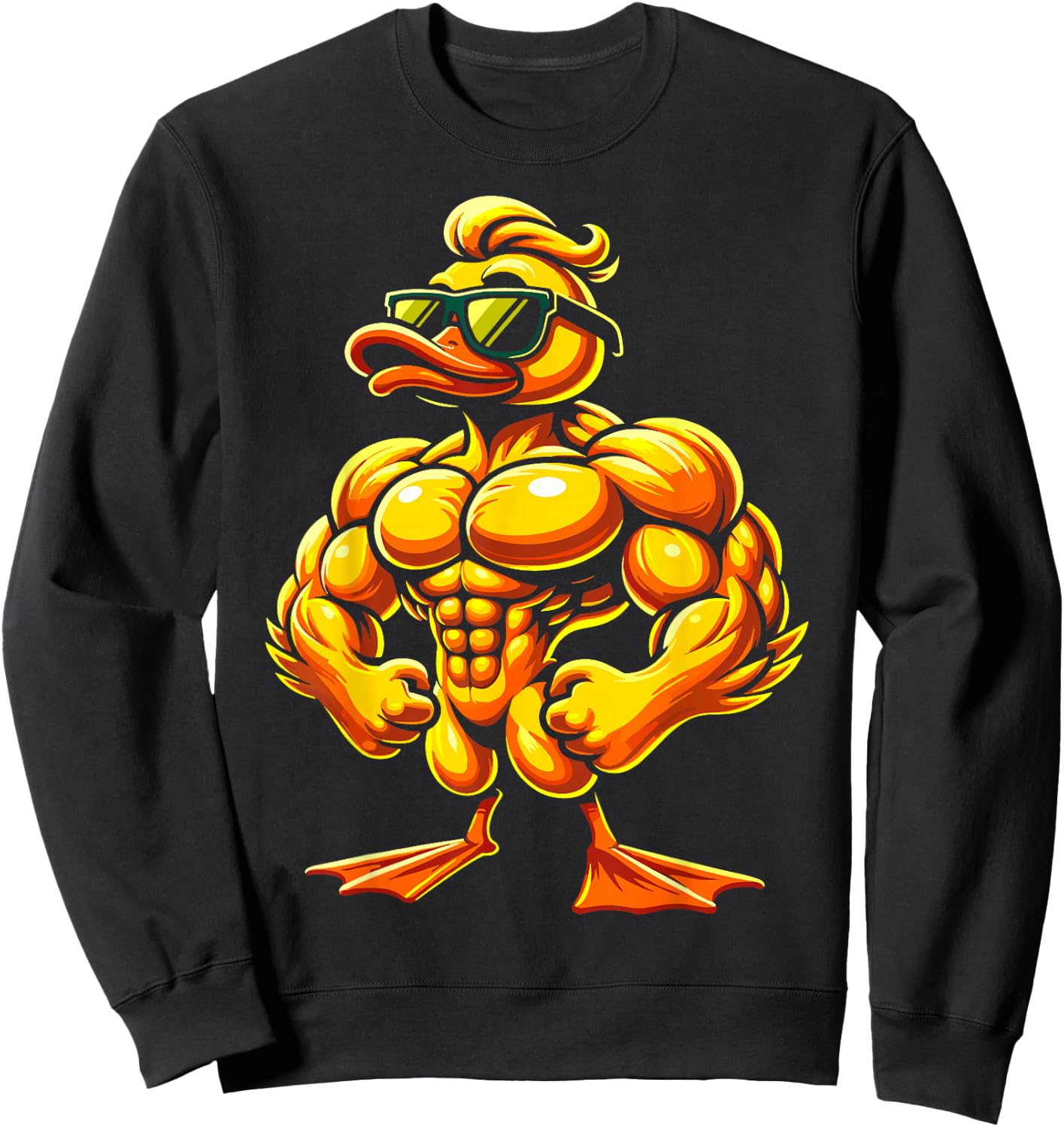 Muscular Rubber Duck with Sunglasses Sweatshirt - Sweatshirt | Black