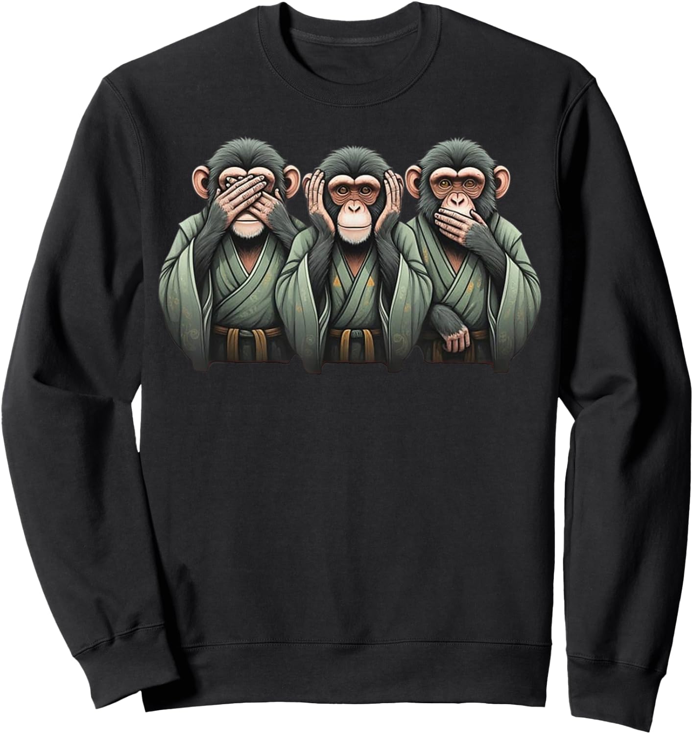 See no evil, hear nothing speak evil Three Wisdom Monkeys , Black, S Sweatshirt - Sweatshirt | Black
