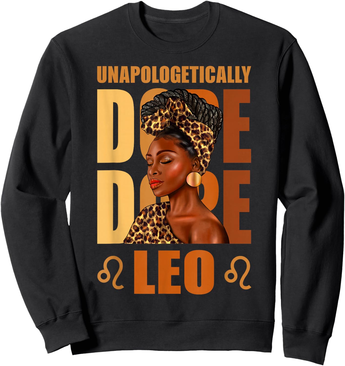 Unapologetically Cool Leo Queen Leopard Afro Women Sweatshirt - Sweatshirt | Black