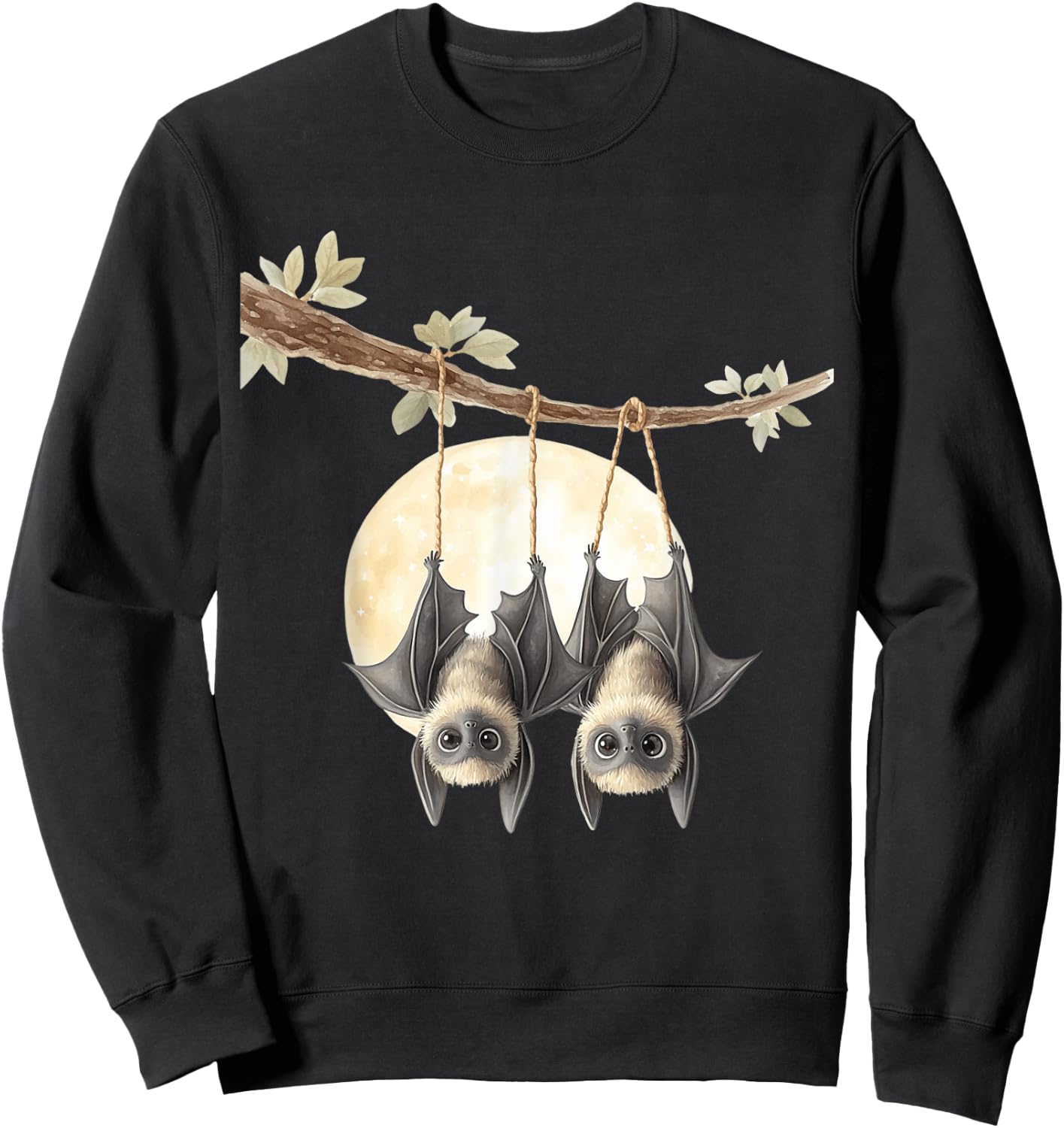 Cute Bats Under The Full Moon Sweatshirt - Sweatshirt | Black