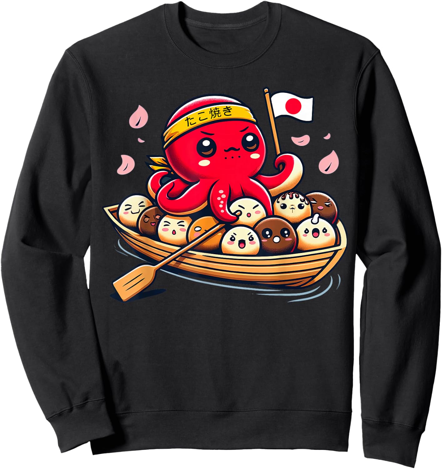 Cute Takoyaki and Octopus Japanese street food Sweatshirt - Sweatshirt | Black