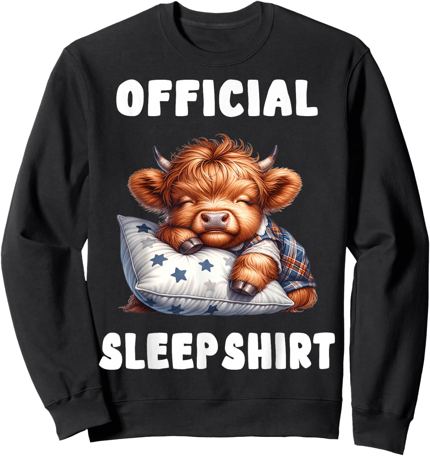 Highland_cow - Official Sleepshirt Pajamas Nightgown Sweatshirt - Sweatshirt | Black