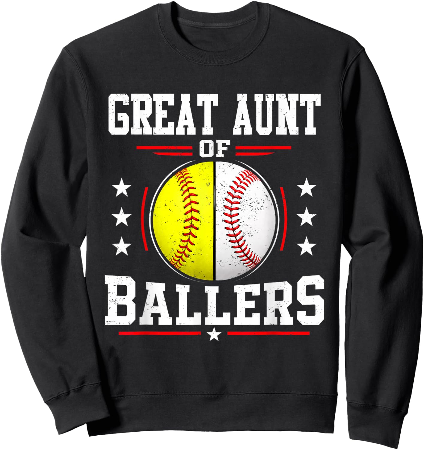Great Aunt of Ballers Baseball Softball Aunt Sweatshirt - Sweatshirt | Black