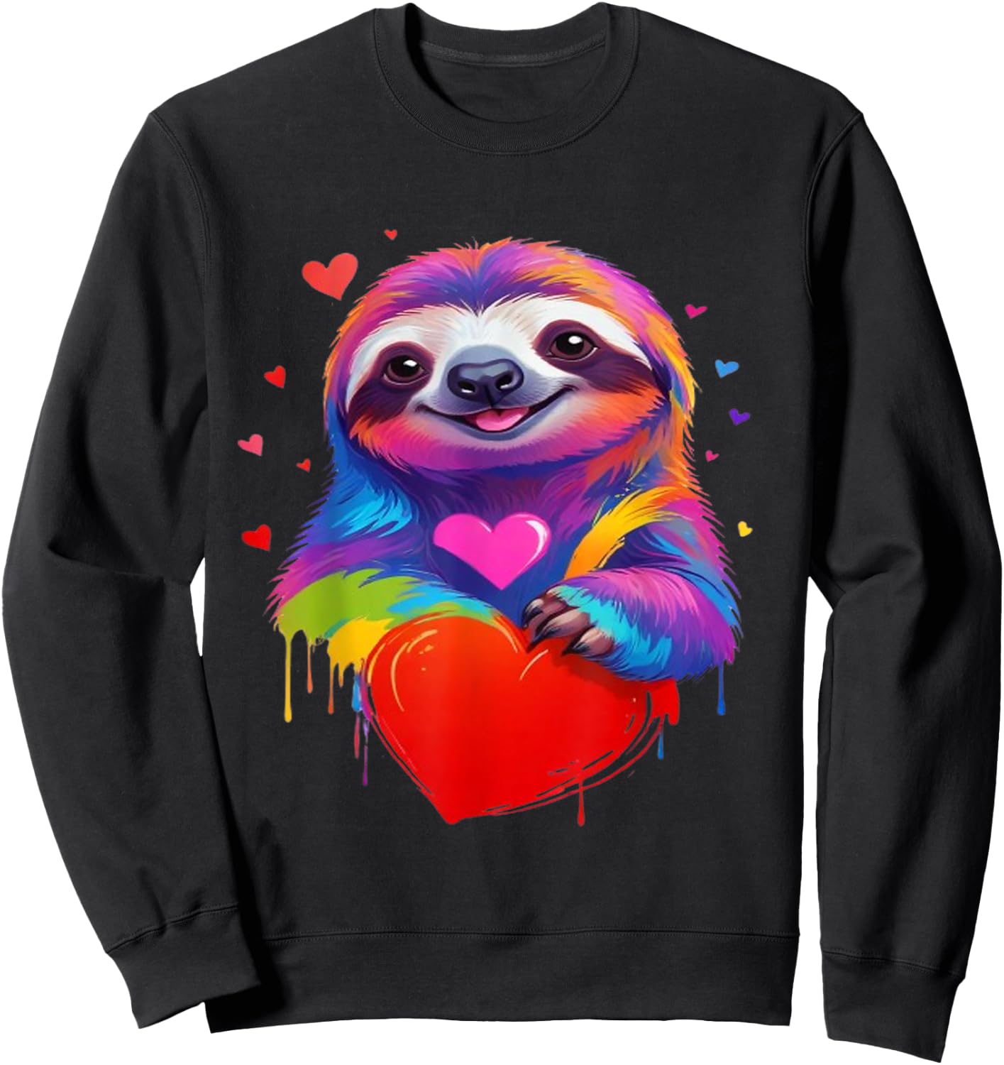 Lazy Shirt - Colorful Heart Shaped Graphic , Black, S Sweatshirt - Sweatshirt | Black
