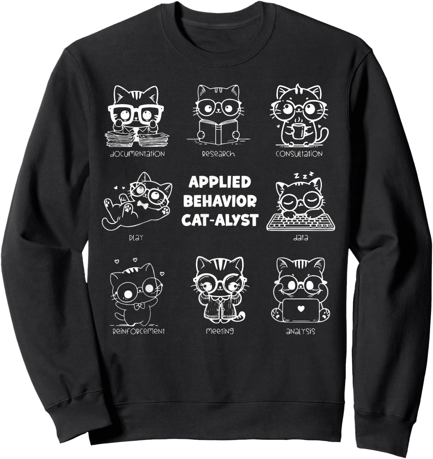Vintage Applied Behavior Cat-alyst ABA Therapist RBT Analyst Sweatshirt - Sweatshirt | Black