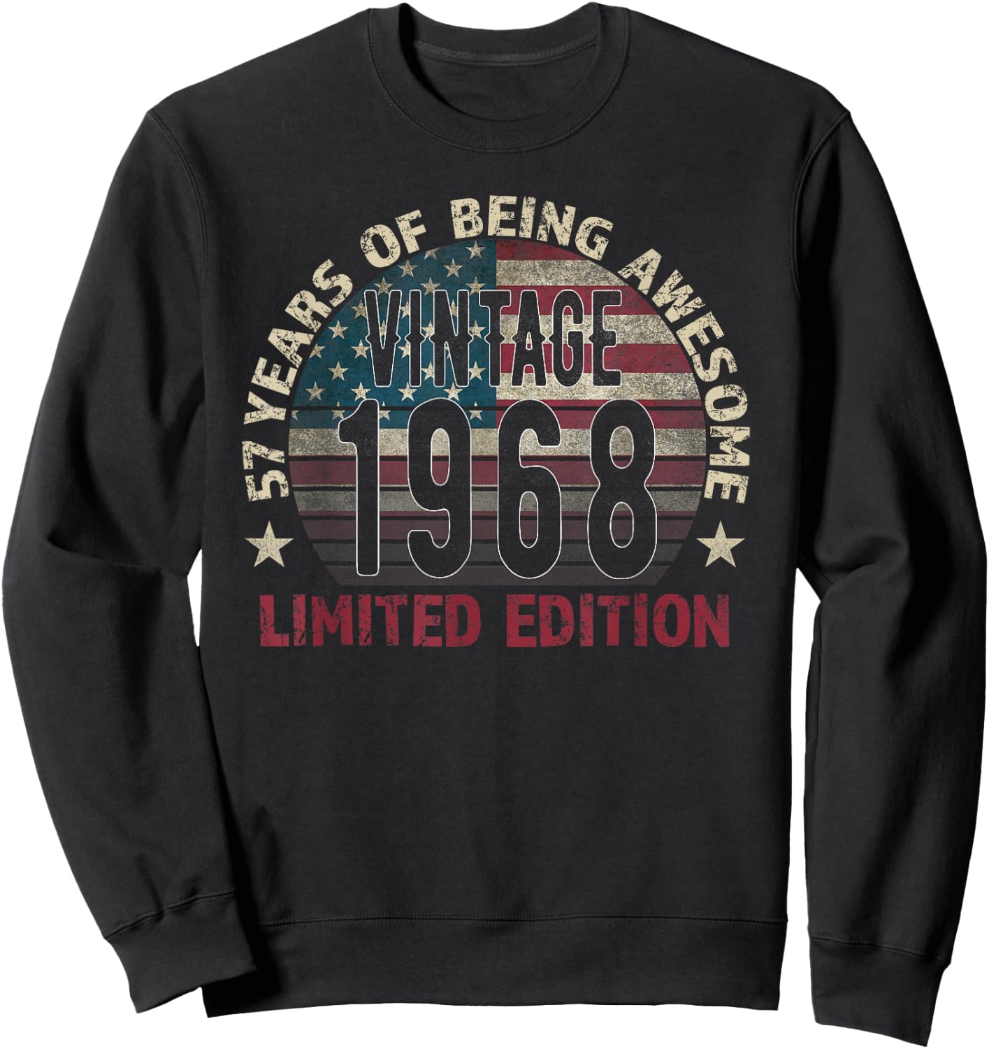 57th Birthday Gift men Vintage born 1968 turning 57 Year Old Sweatshirt - Sweatshirt | Black