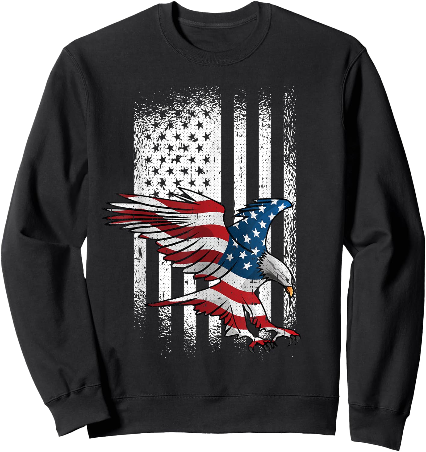 American Flag Eagle 4th Of July Independence Day Patriotic Sweatshirt - Sweatshirt | Black