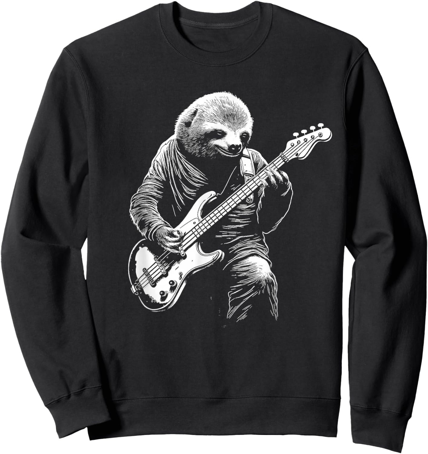 Sloth Playing Bass Guitar Funny Bass Player Bassist Sloth Sweatshirt - Sweatshirt | Black