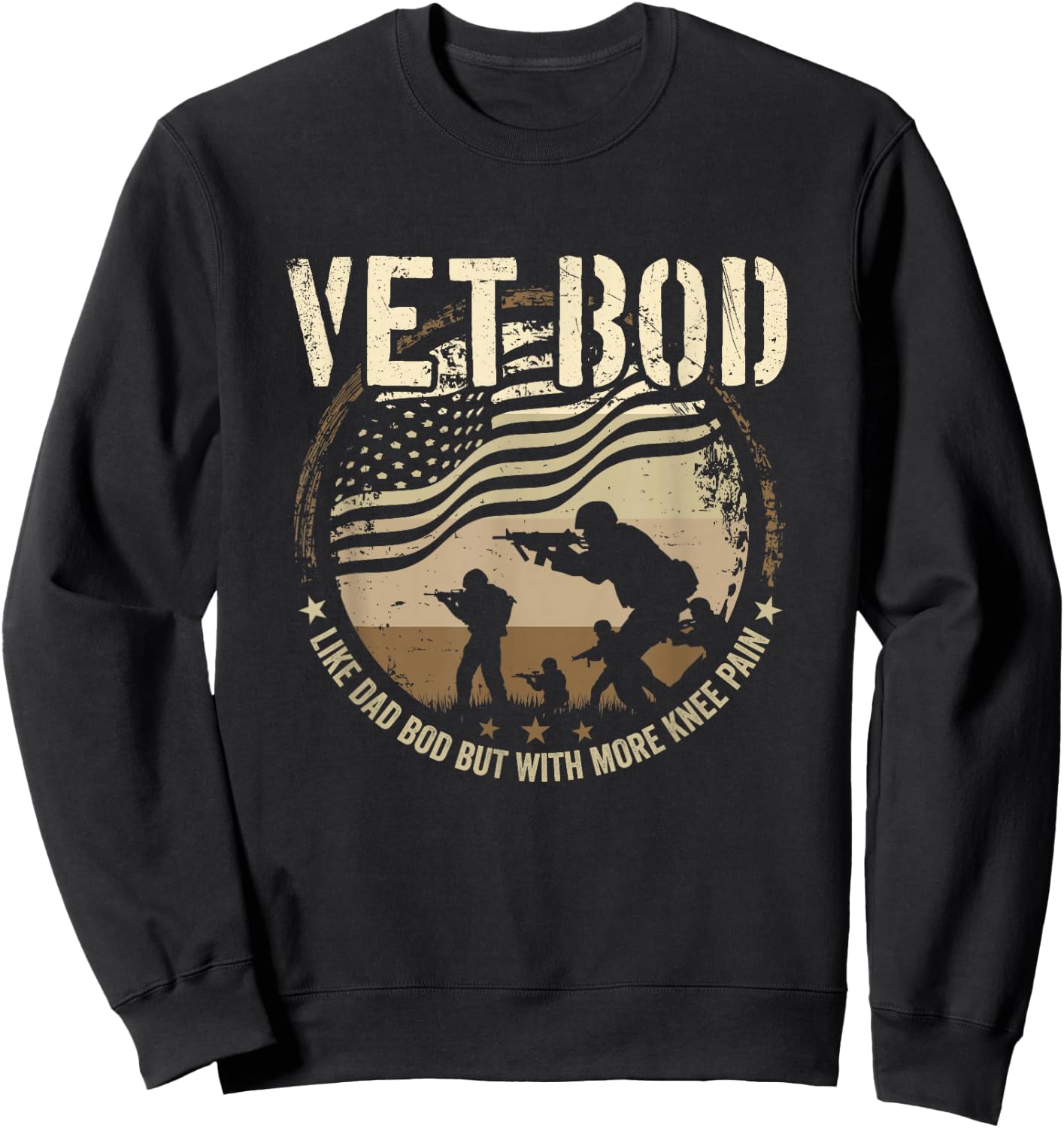 Vet Bod - Like Dad Bod But More Knee Pain - Military Veteran Sweatshirt - Sweatshirt | Black