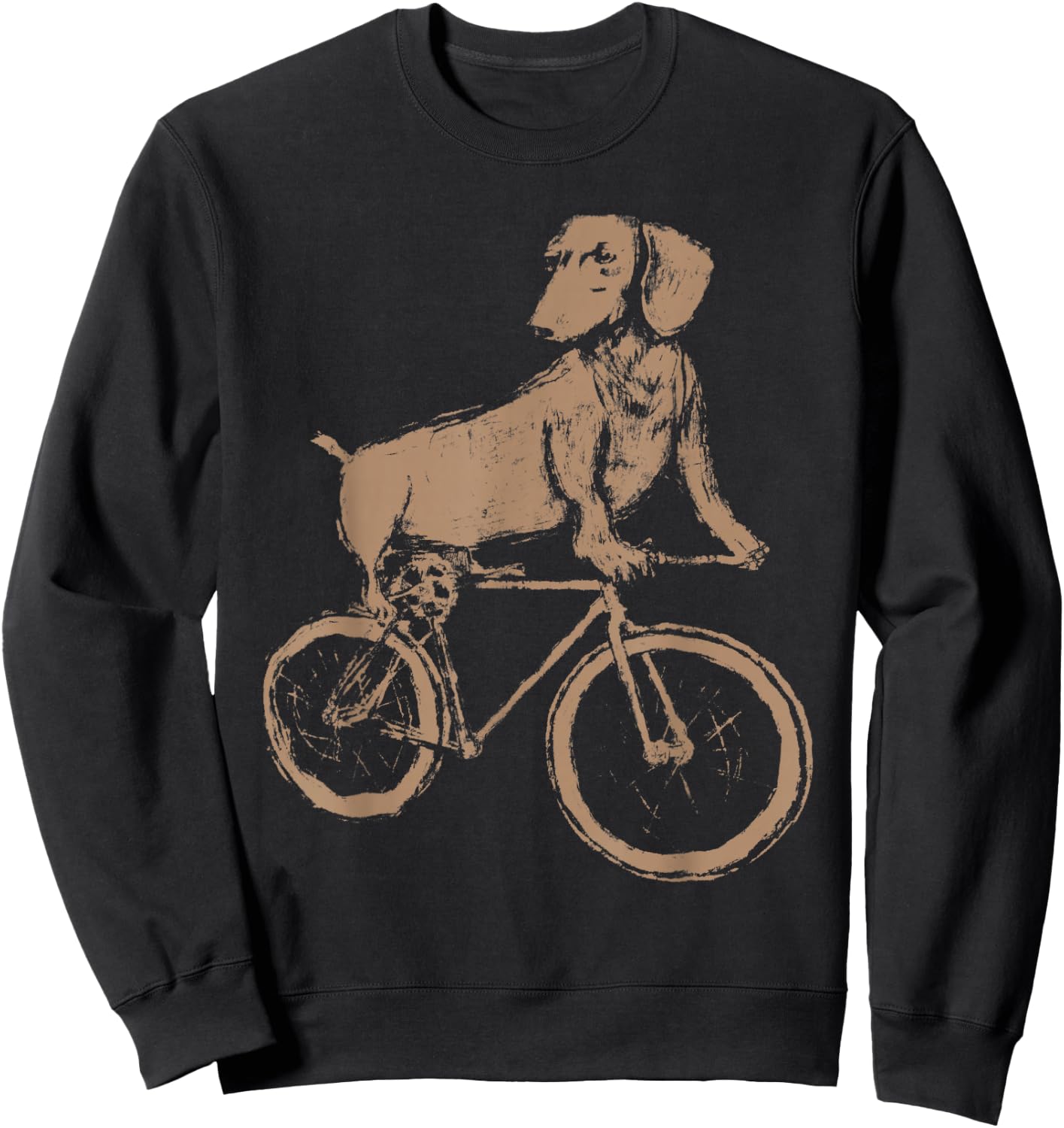 Dachshund on a Bicycle - Dachshund Riding A Bicycle Sweatshirt - Sweatshirt | Black