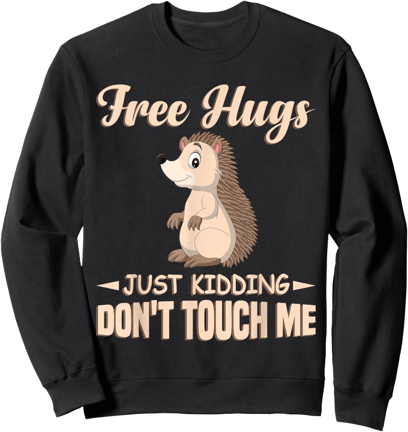 Funny Hedgehog Free Hugs Just Kidding Don't Touch Me Sweatshirt - Sweatshirt | Black