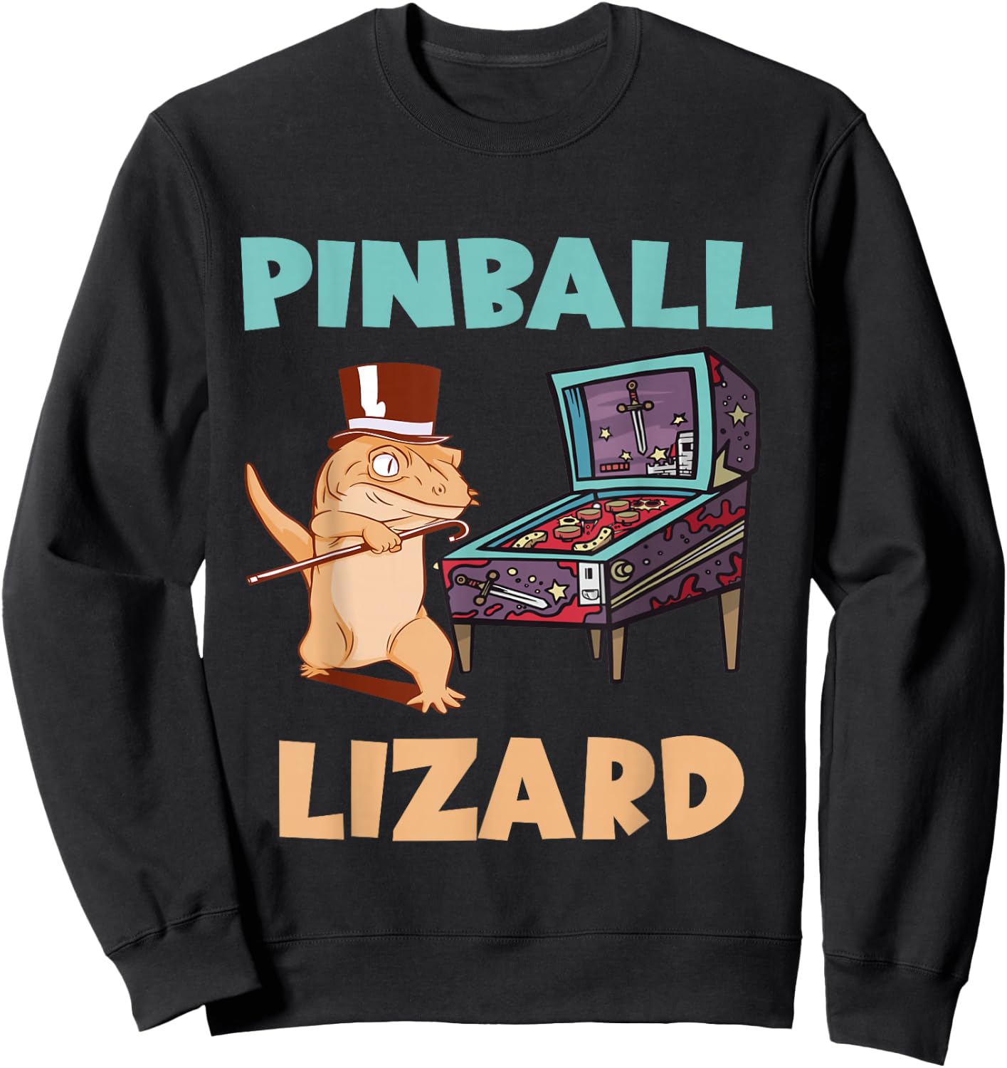 Pinball Game Pinball Player Flipper Ball Pinball Lizard Sweatshirt - Sweatshirt | Black