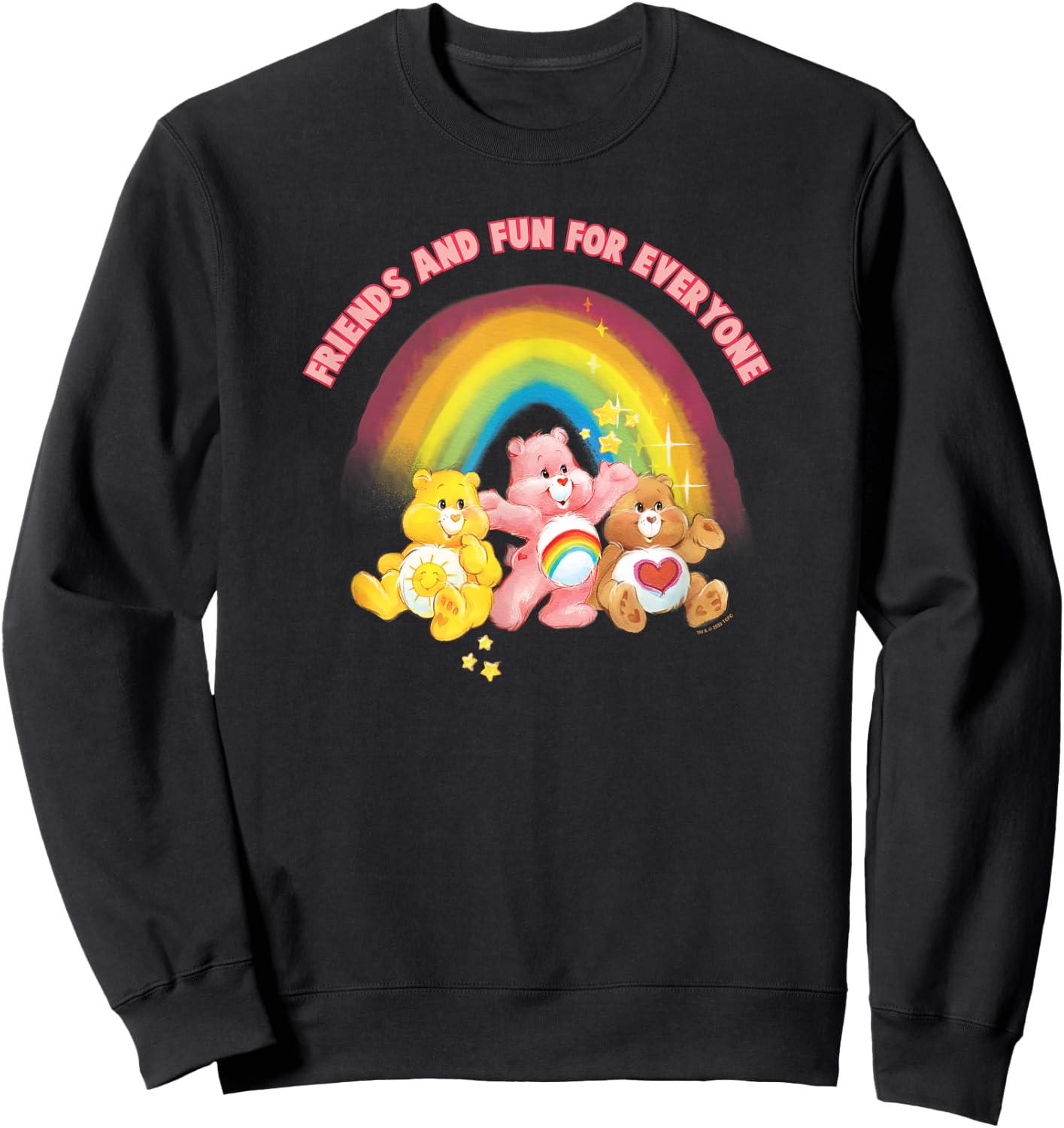 Care Bears Friends And Fun For Everyone Vintage Rainbow Logo , Black, S Sweatshirt - Sweatshirt | Black