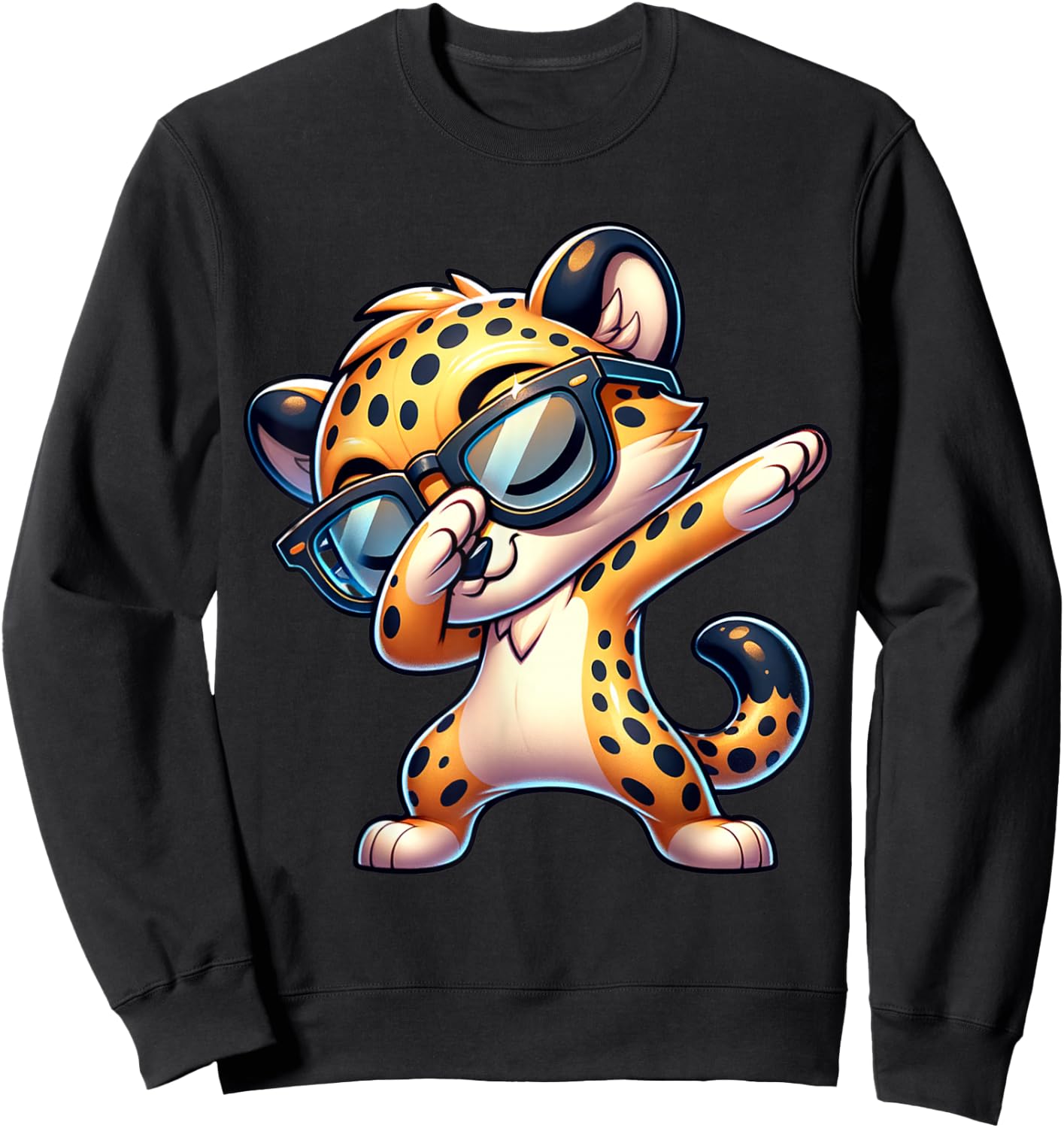 Dabbing Cheetah Sunglasses Cheetah Animal Colorful Sweatshirt - Sweatshirt | Black