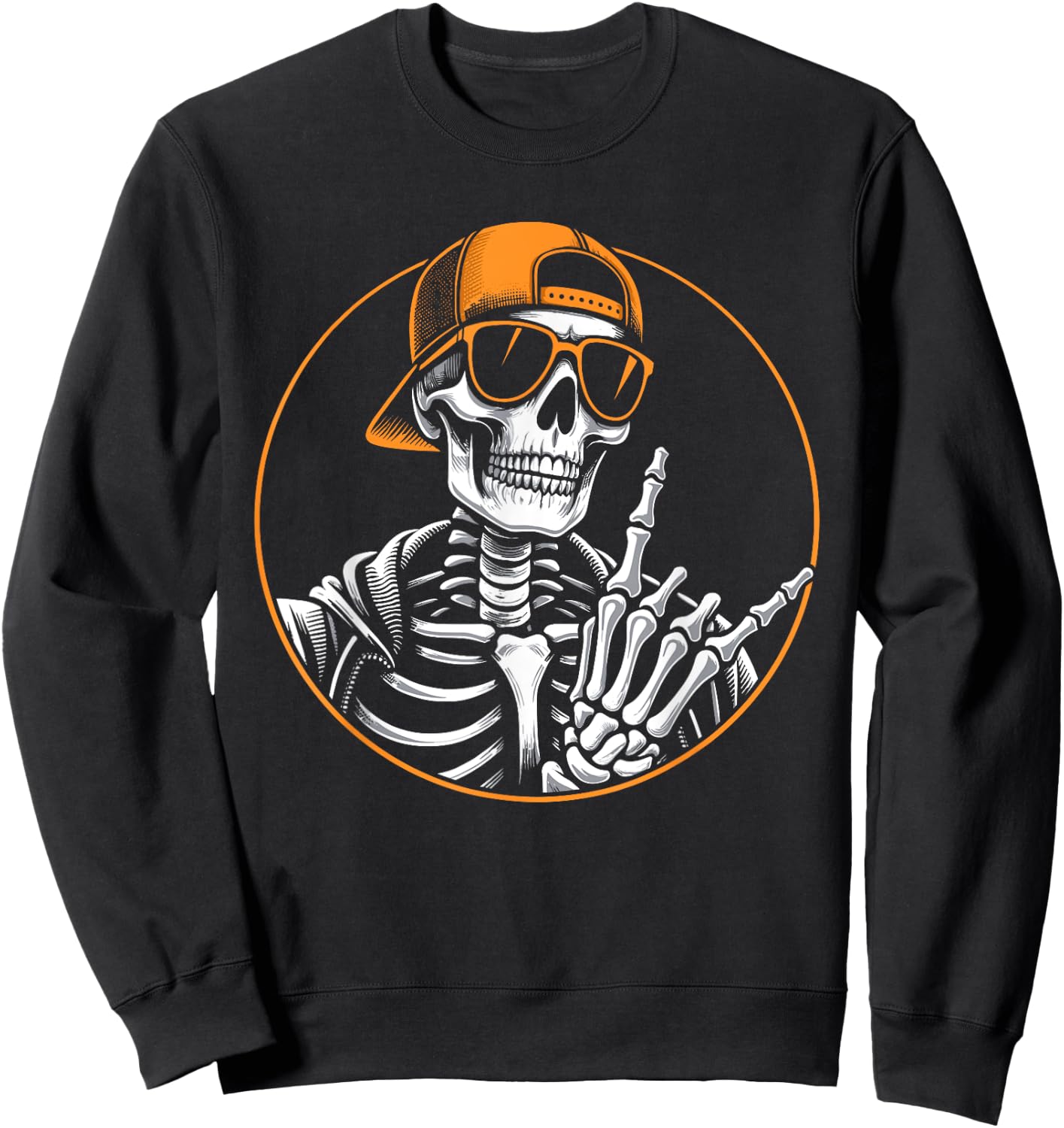 Halloween Skeleton Rock Hand, Rocker, Men & Boys, Rock Music Sweatshirt - Sweatshirt | Black